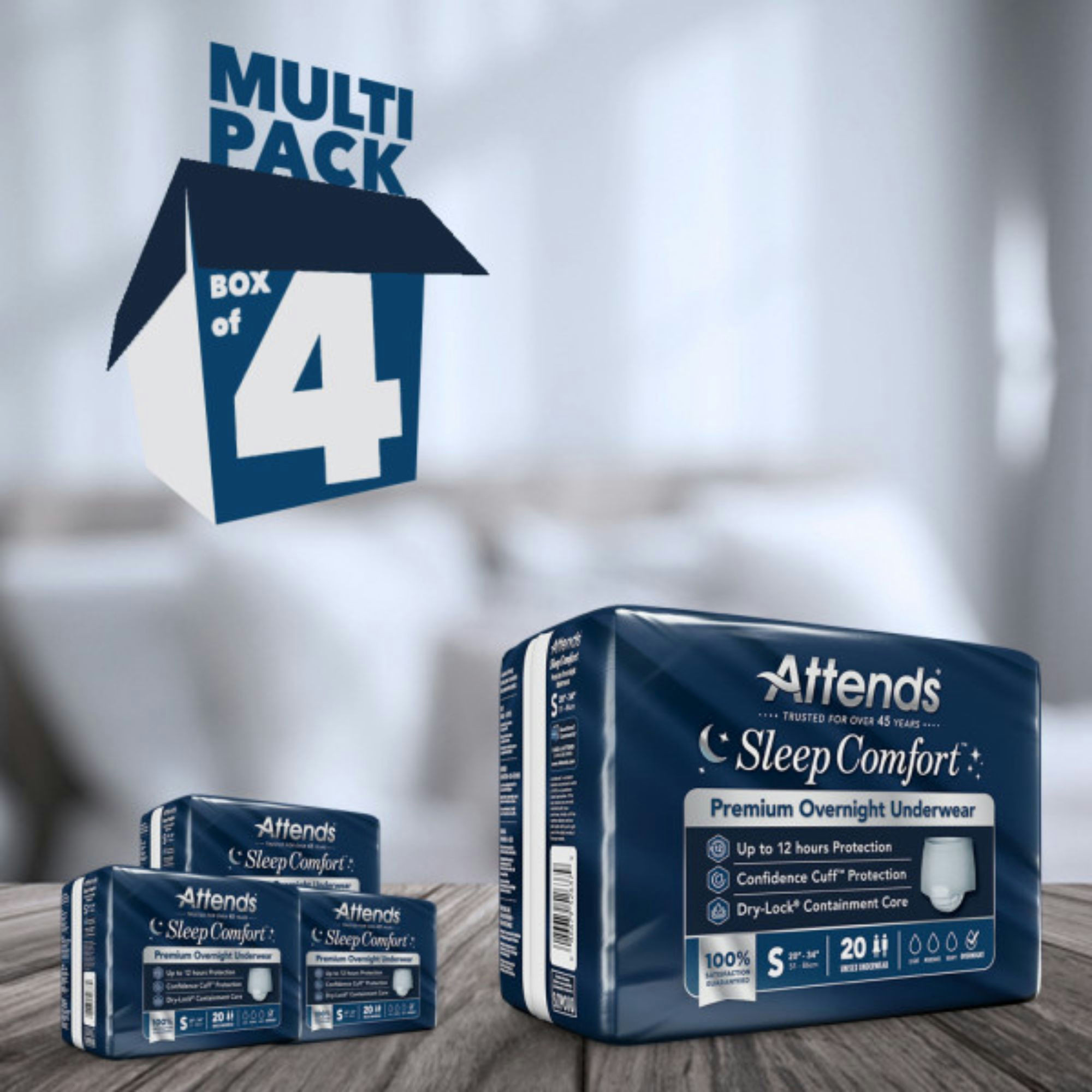 Attends Sleep Comfort Premium Overnight Pull-Up Underwear for Men & Women