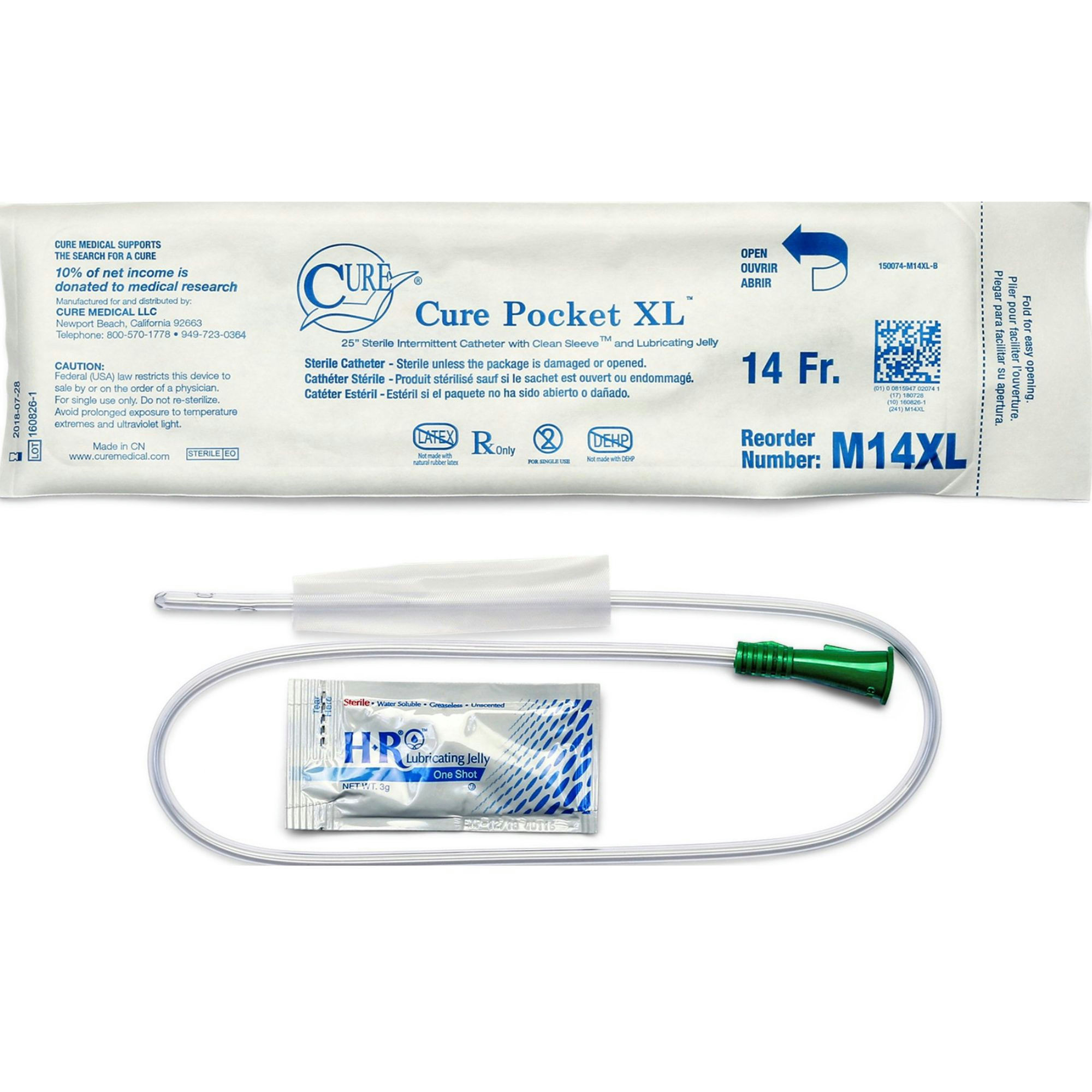 Cure Medical Male Pocket Catheter, Straight Tip