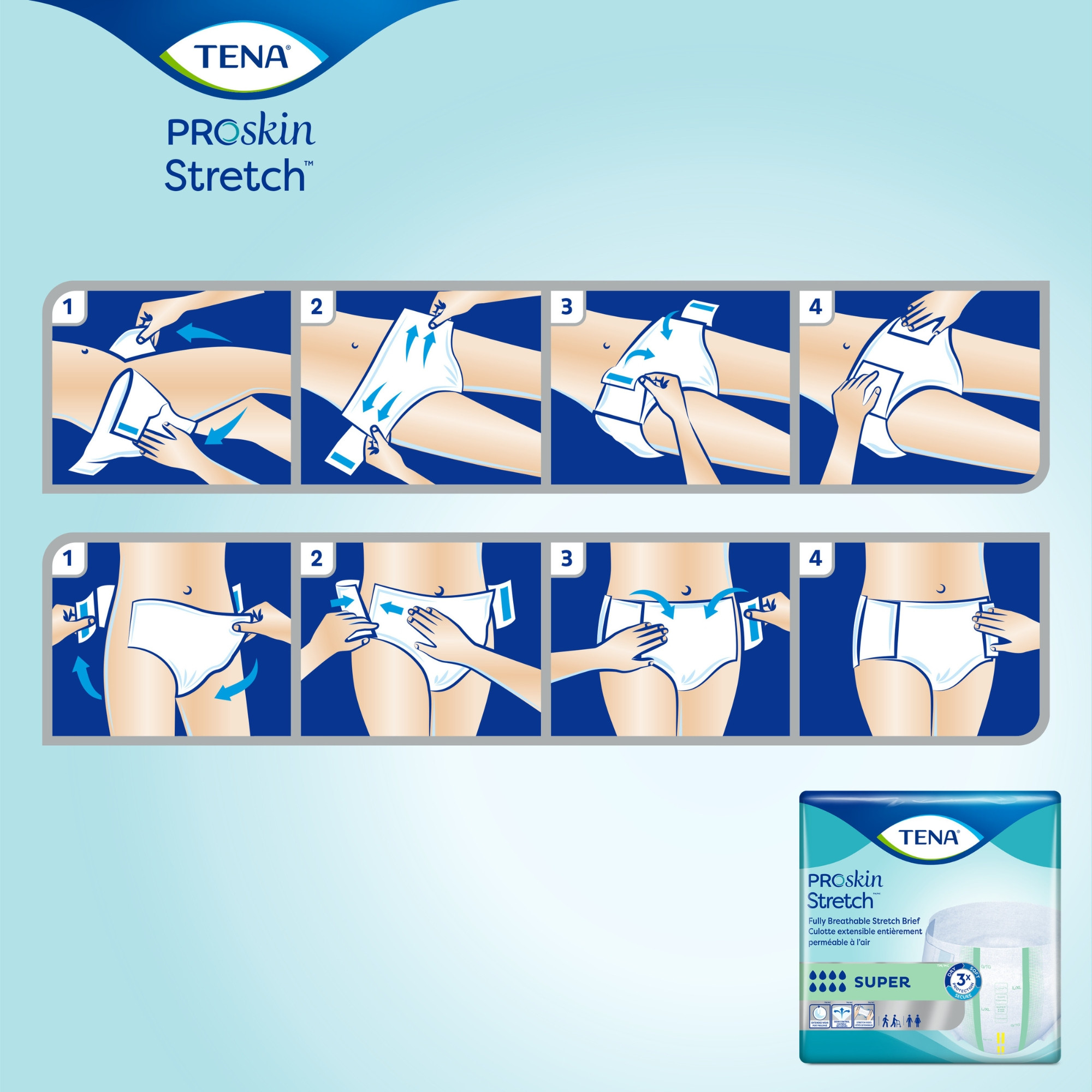 TENA ProSkin Stretch Super Incontinence Brief, Heavy Absorbency