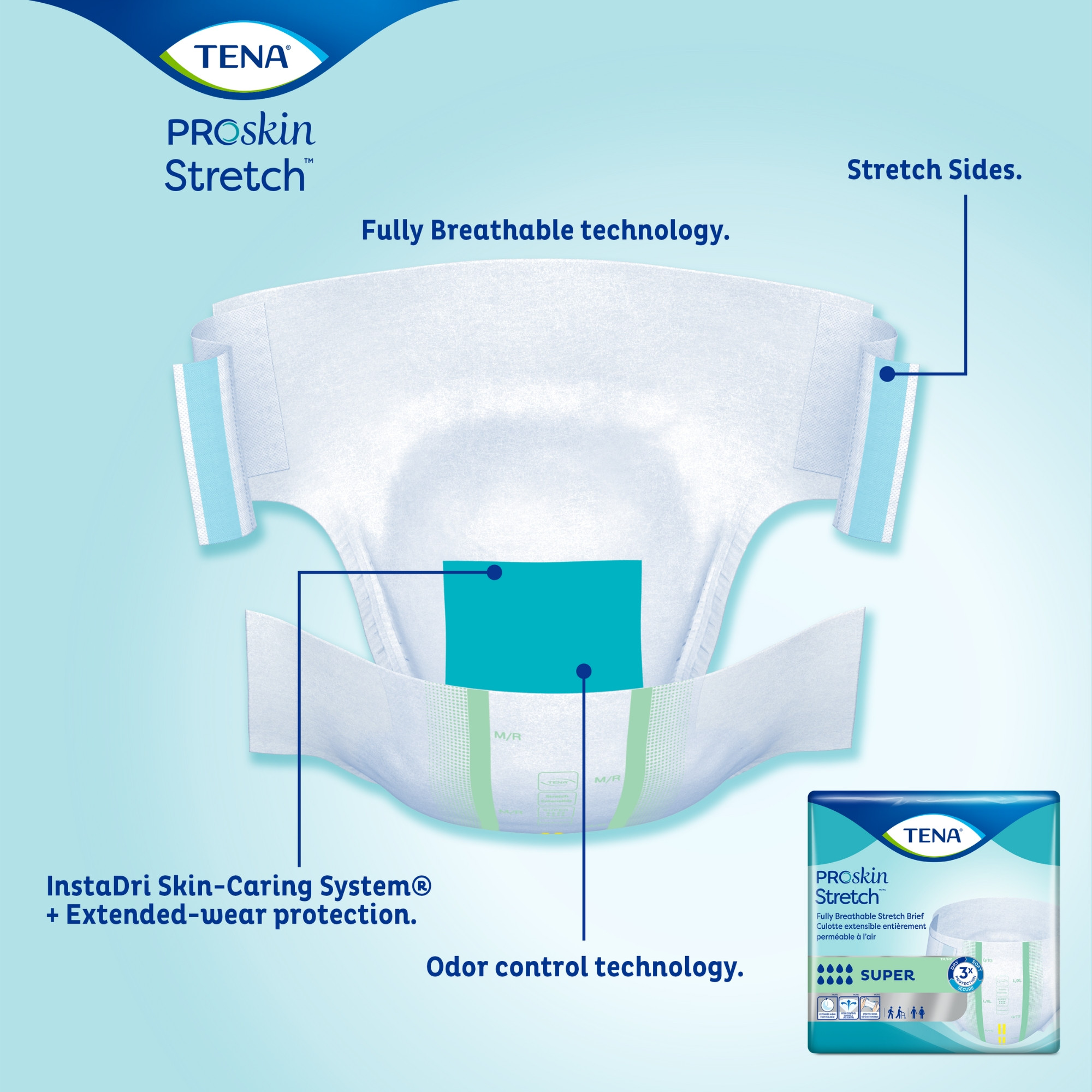 TENA ProSkin Stretch Super Incontinence Brief, Heavy Absorbency