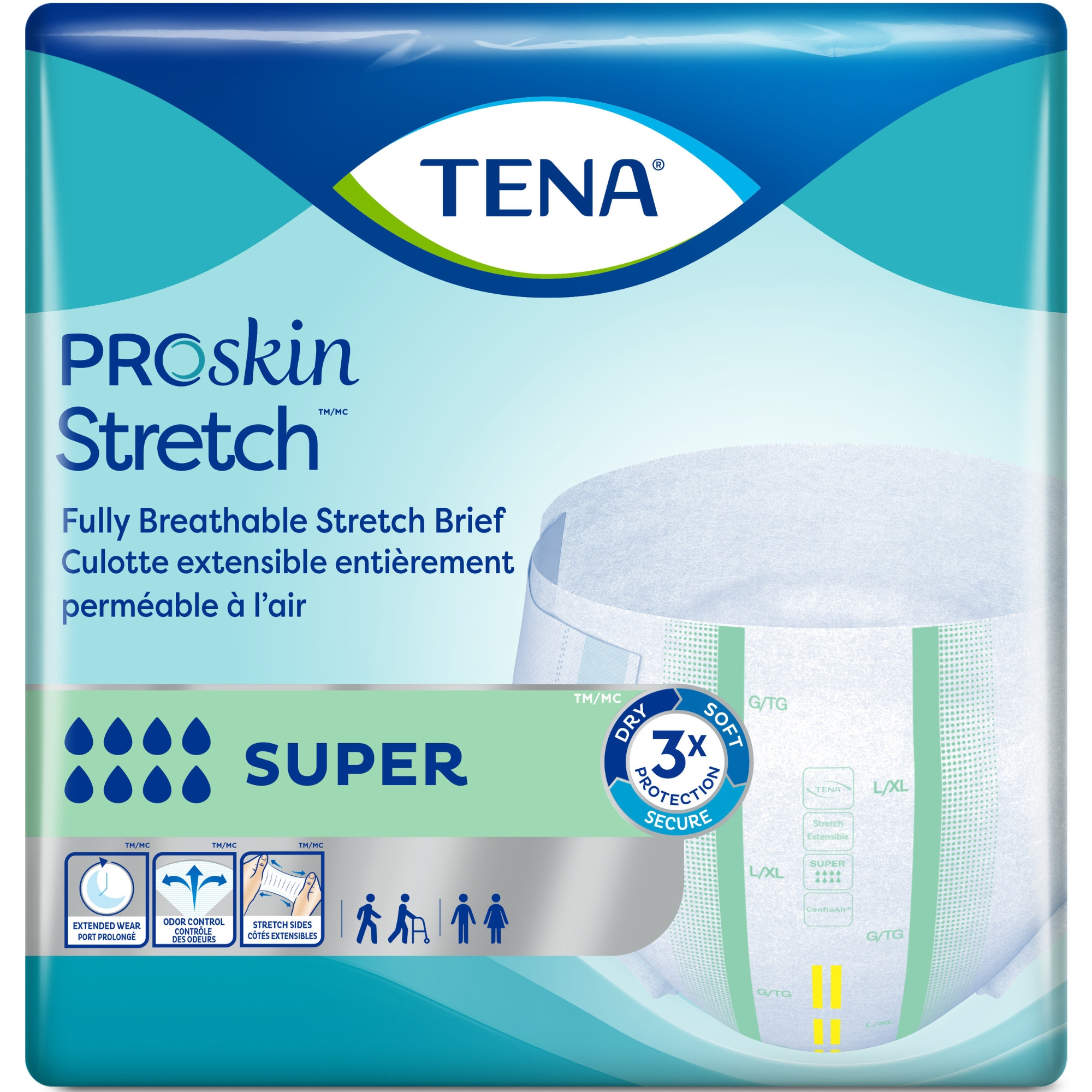 TENA ProSkin Stretch Super Incontinence Brief, Heavy Absorbency