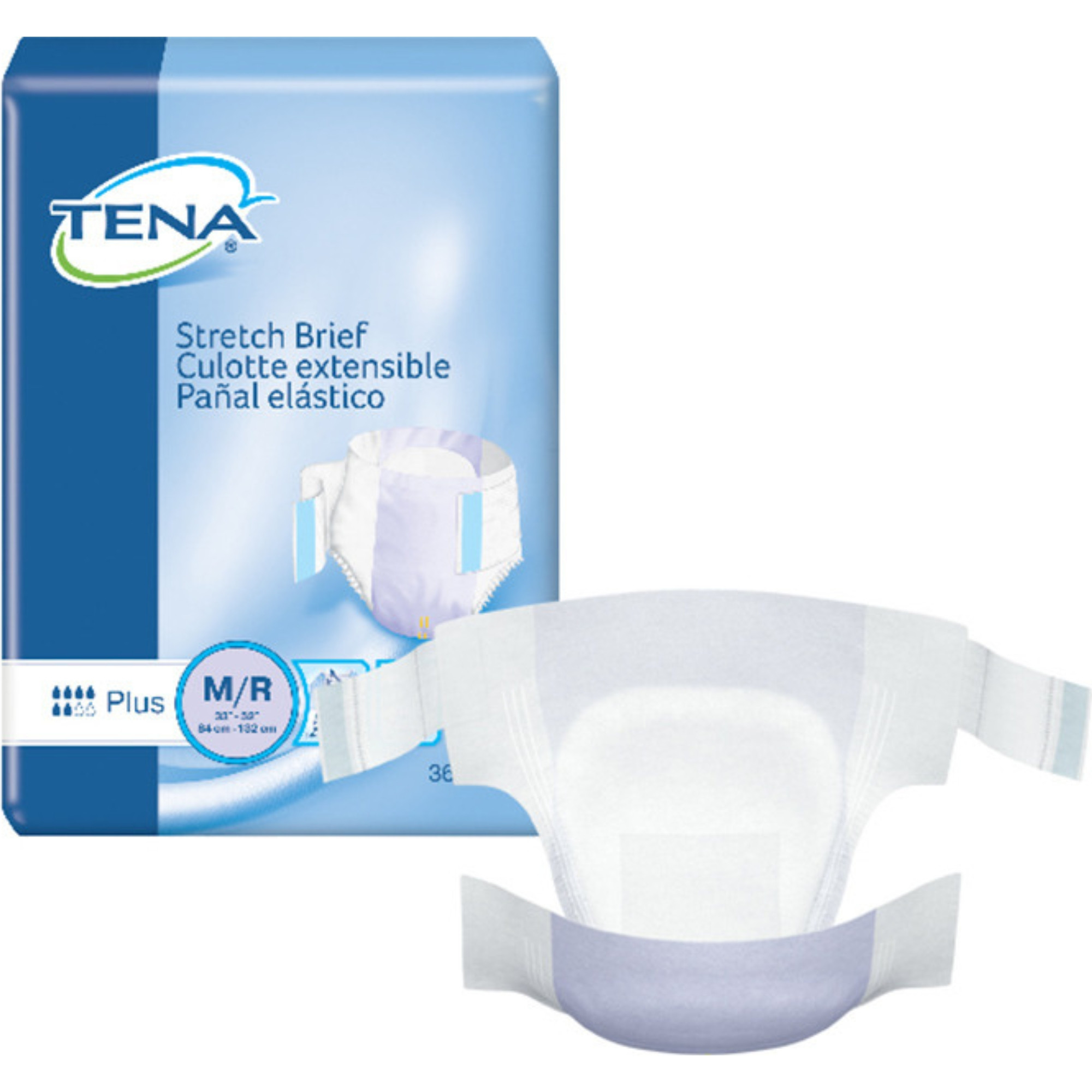 TENA Stretch Plus Incontinence Adult Briefs, Moderate Absorbency