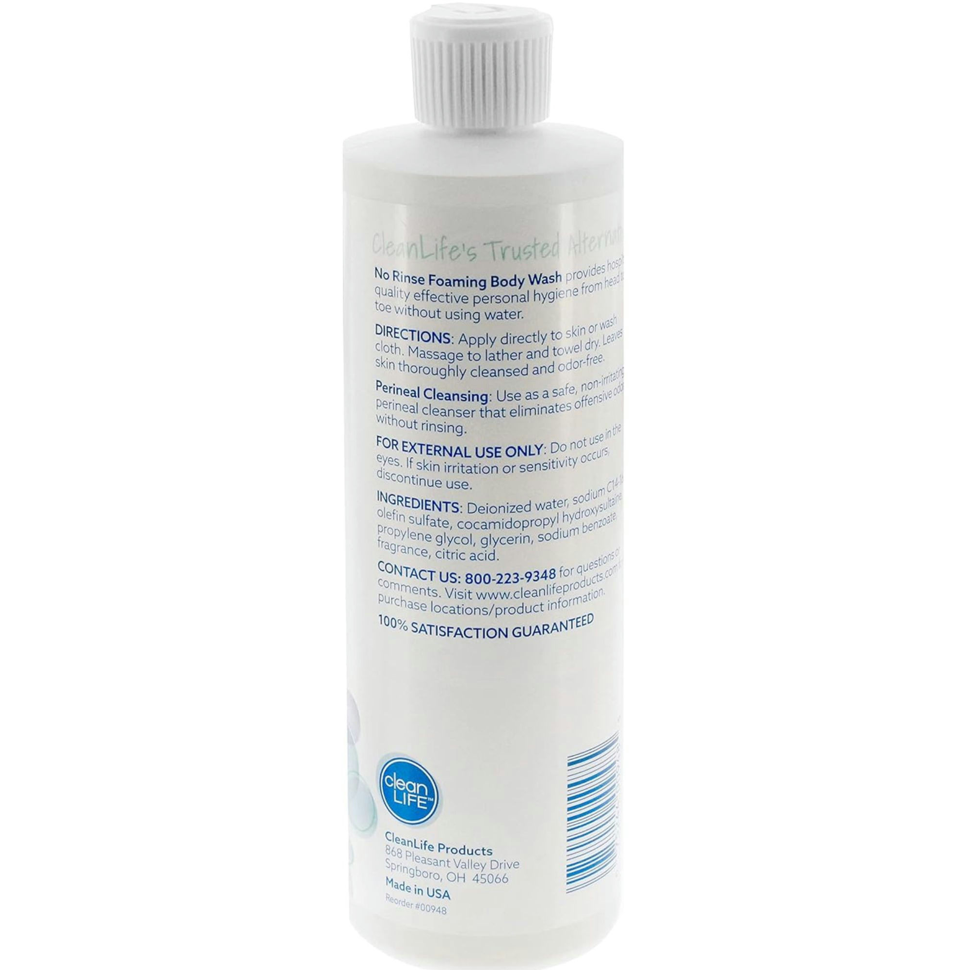 CleanLife No Rinse Foaming Body Wash and Shampoo Refill