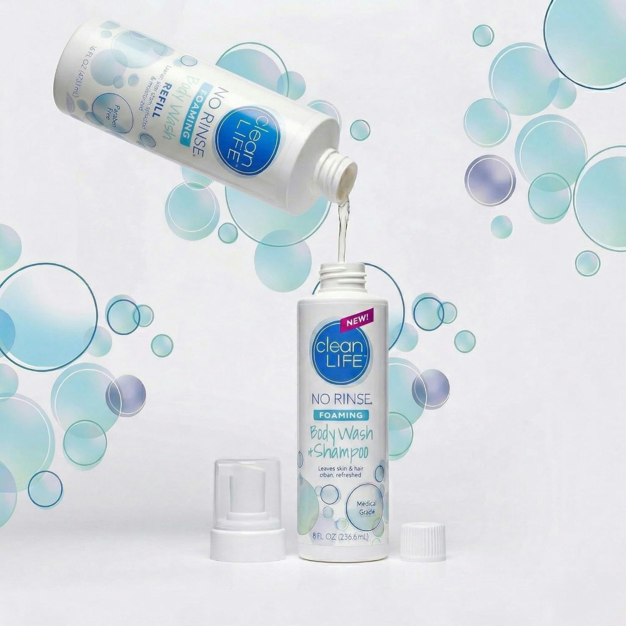 CleanLife No Rinse Foaming Body Wash and Shampoo Refill