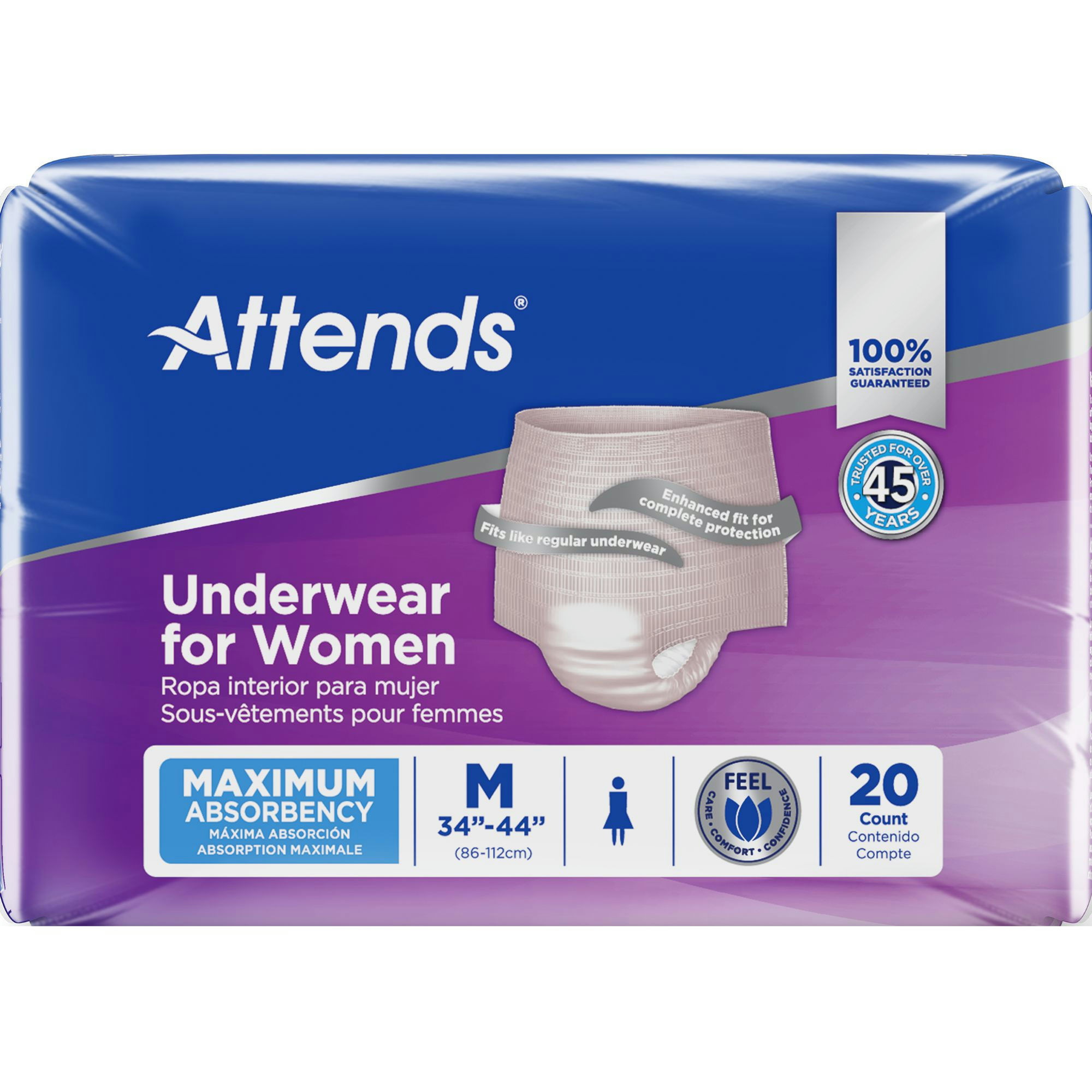 Attends Underwear for Women, Maximum Absorbency