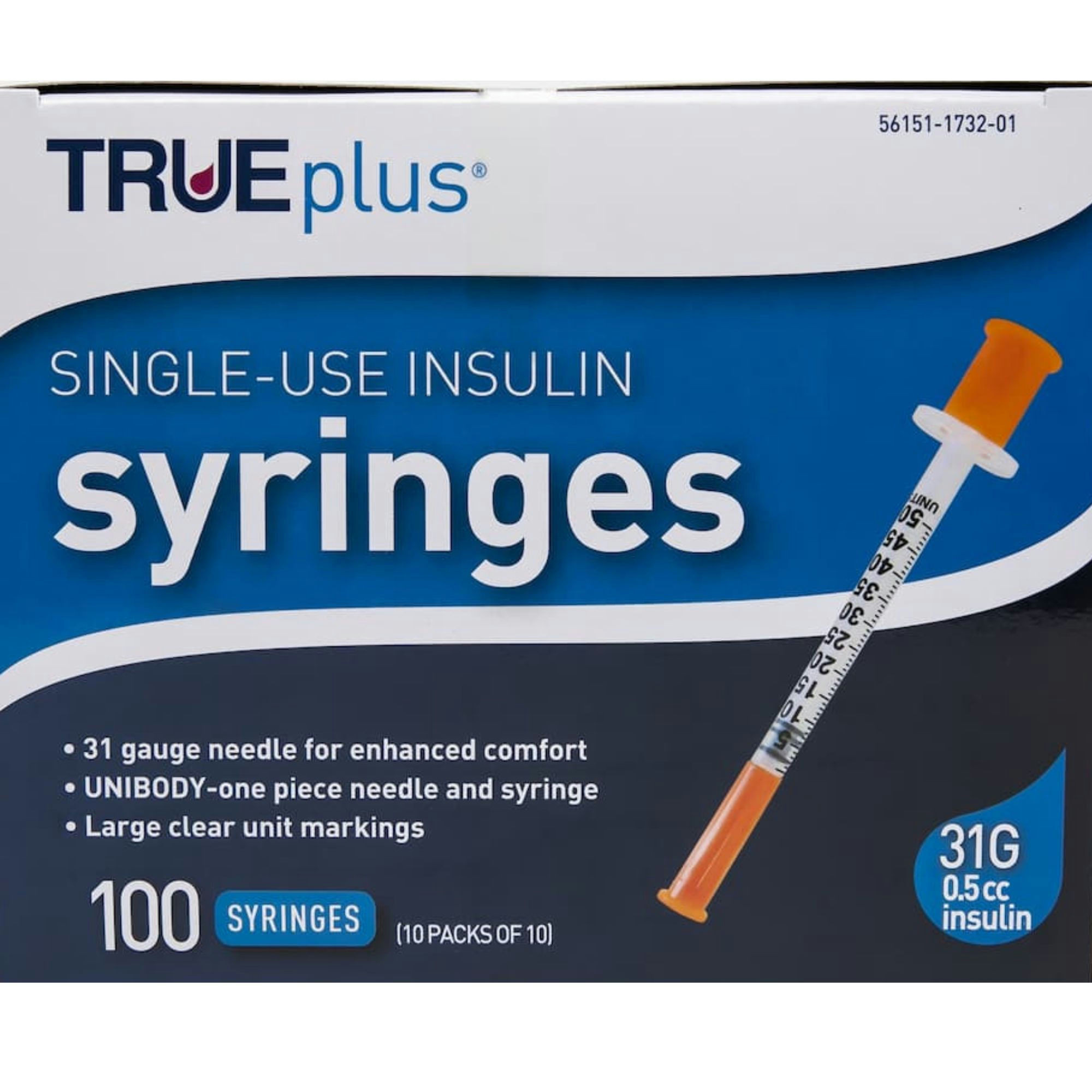 TRUEplus Single-Use Insulin Syringes, 31 gauge