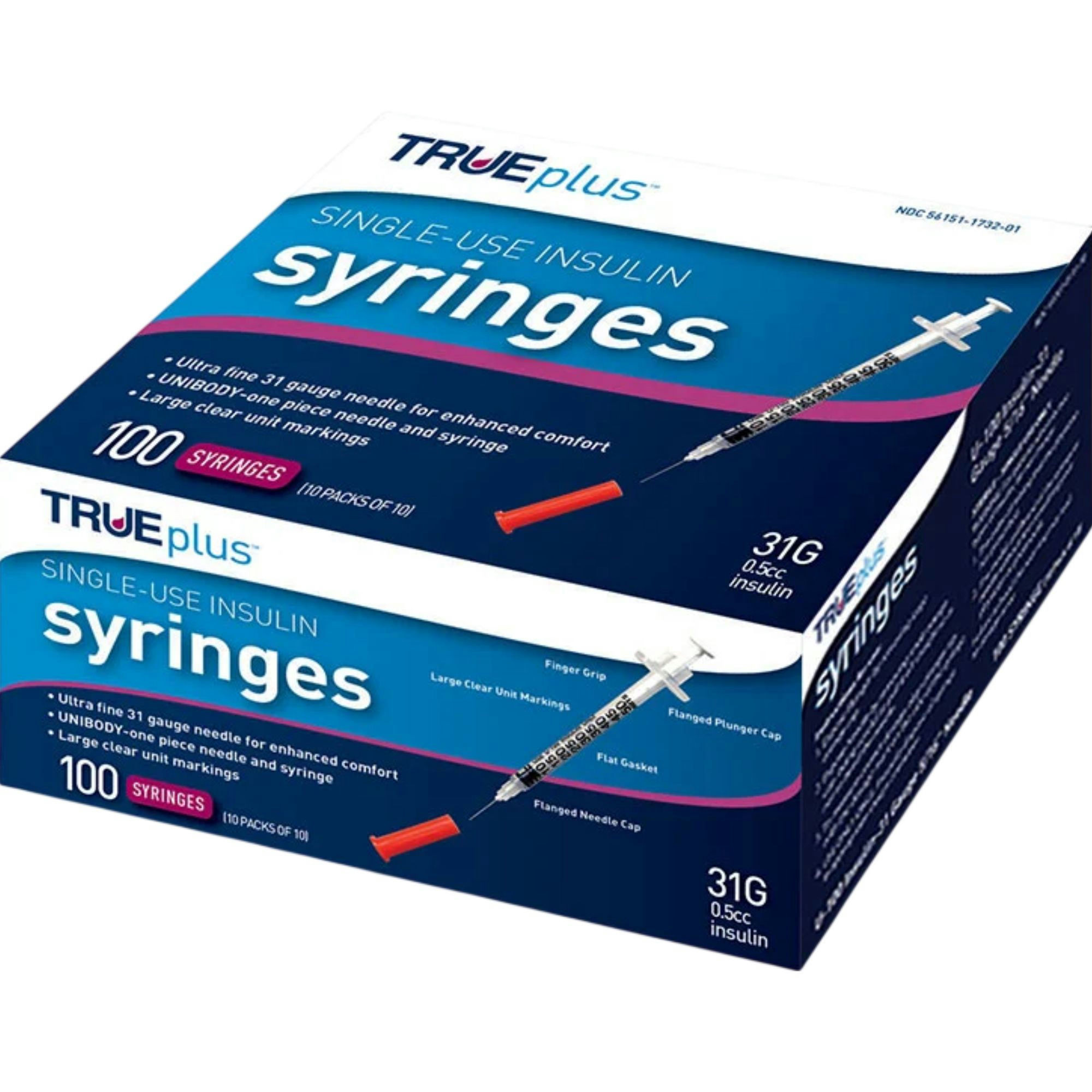 TRUEplus Single-Use Insulin Syringes, 31 gauge