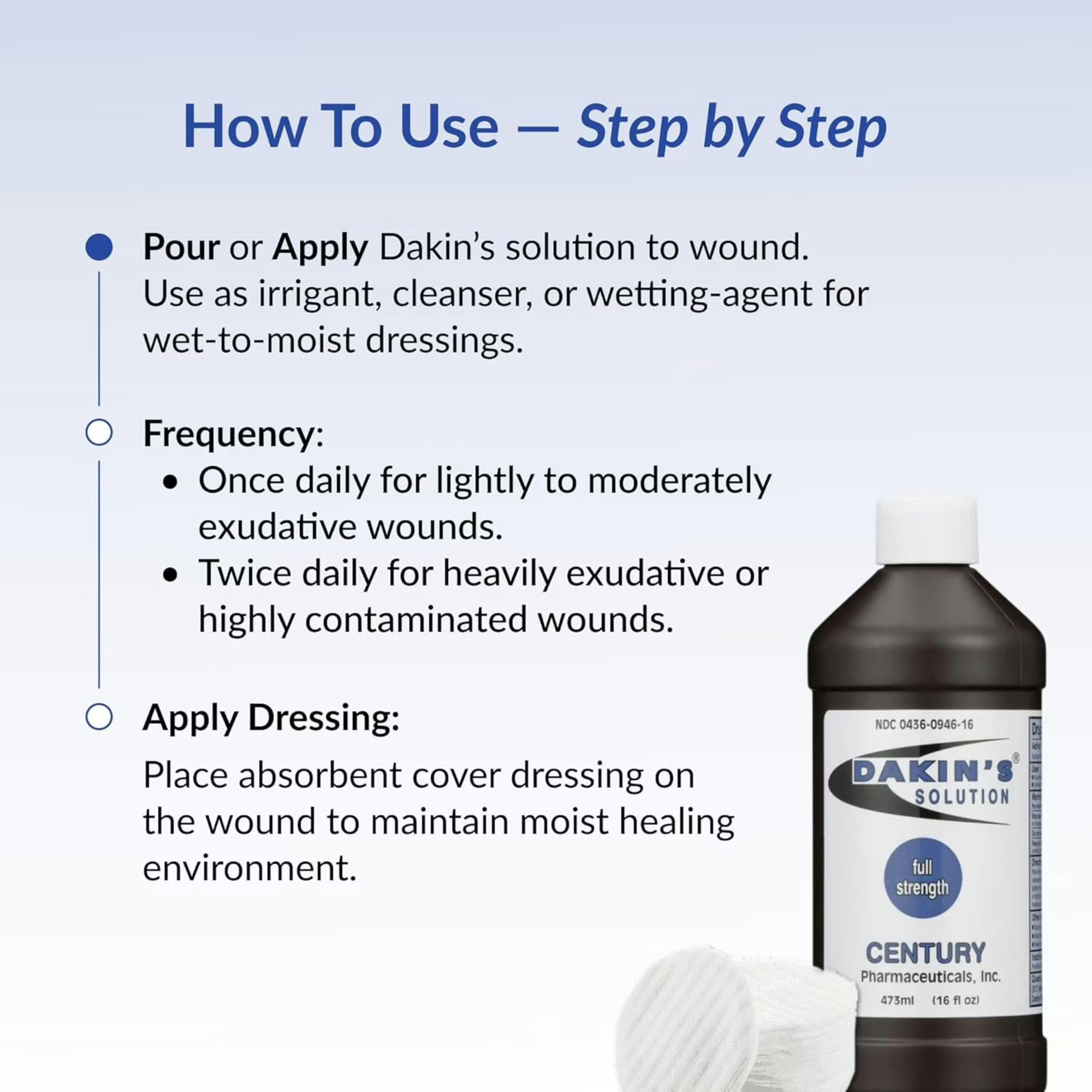 Dakin's Solution Full Strength 0.5% Sodium Hypochlorite Wound Cleanser