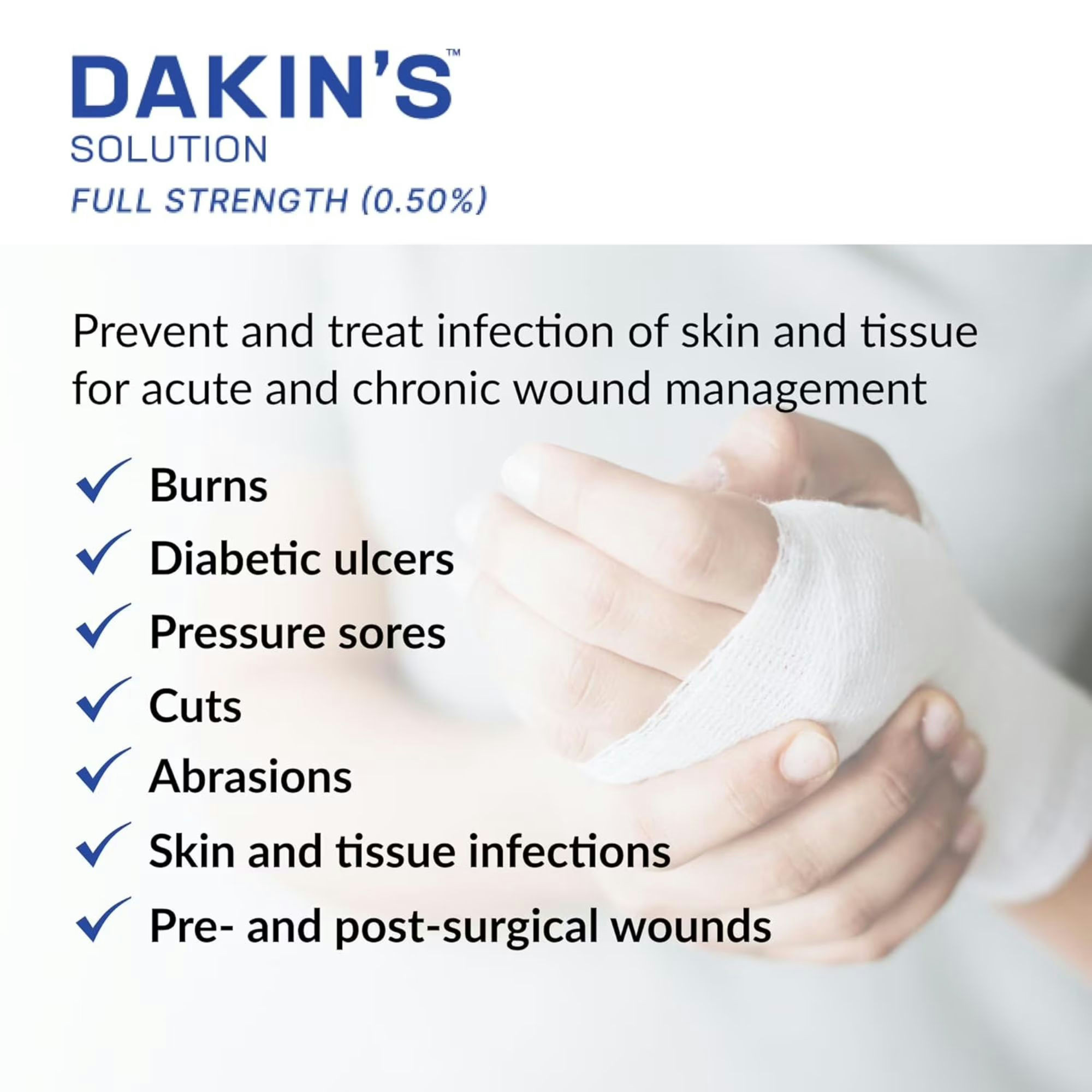 Dakin's Solution Full Strength 0.5% Sodium Hypochlorite Wound Cleanser