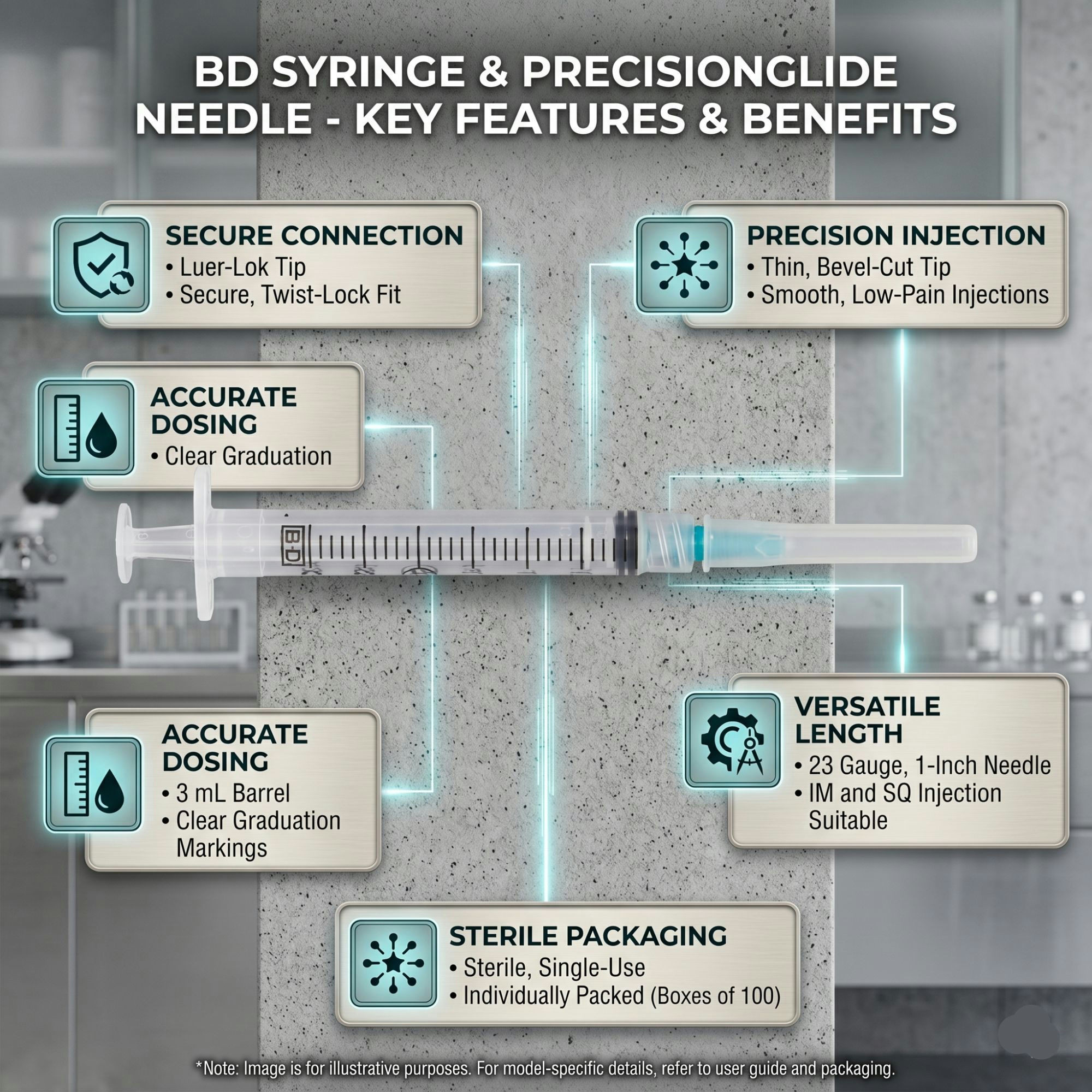 BD Luer-Lok Syringe with Attached Needle, 23 gauge