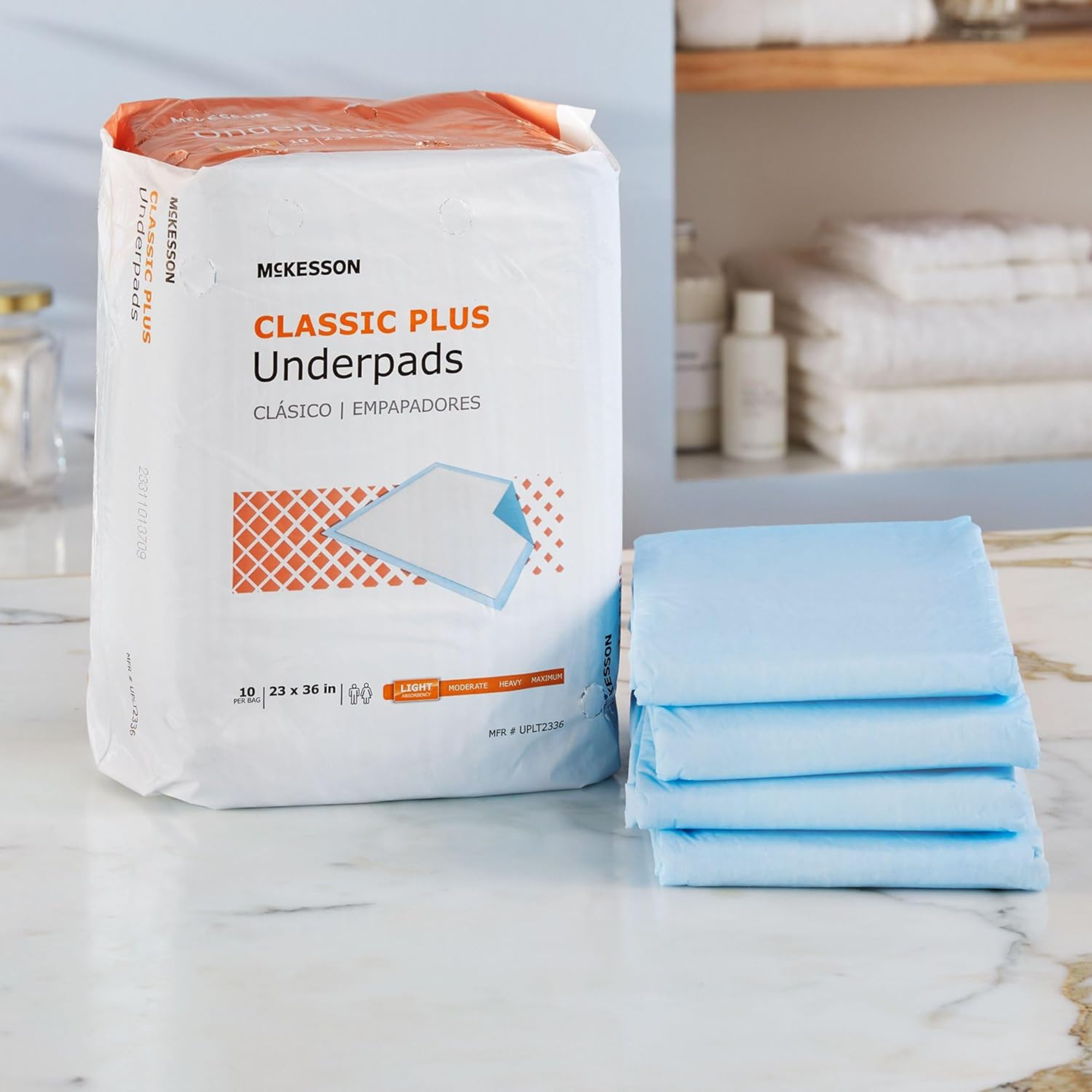 McKesson Classic Plus Underpads, Light Absorbency