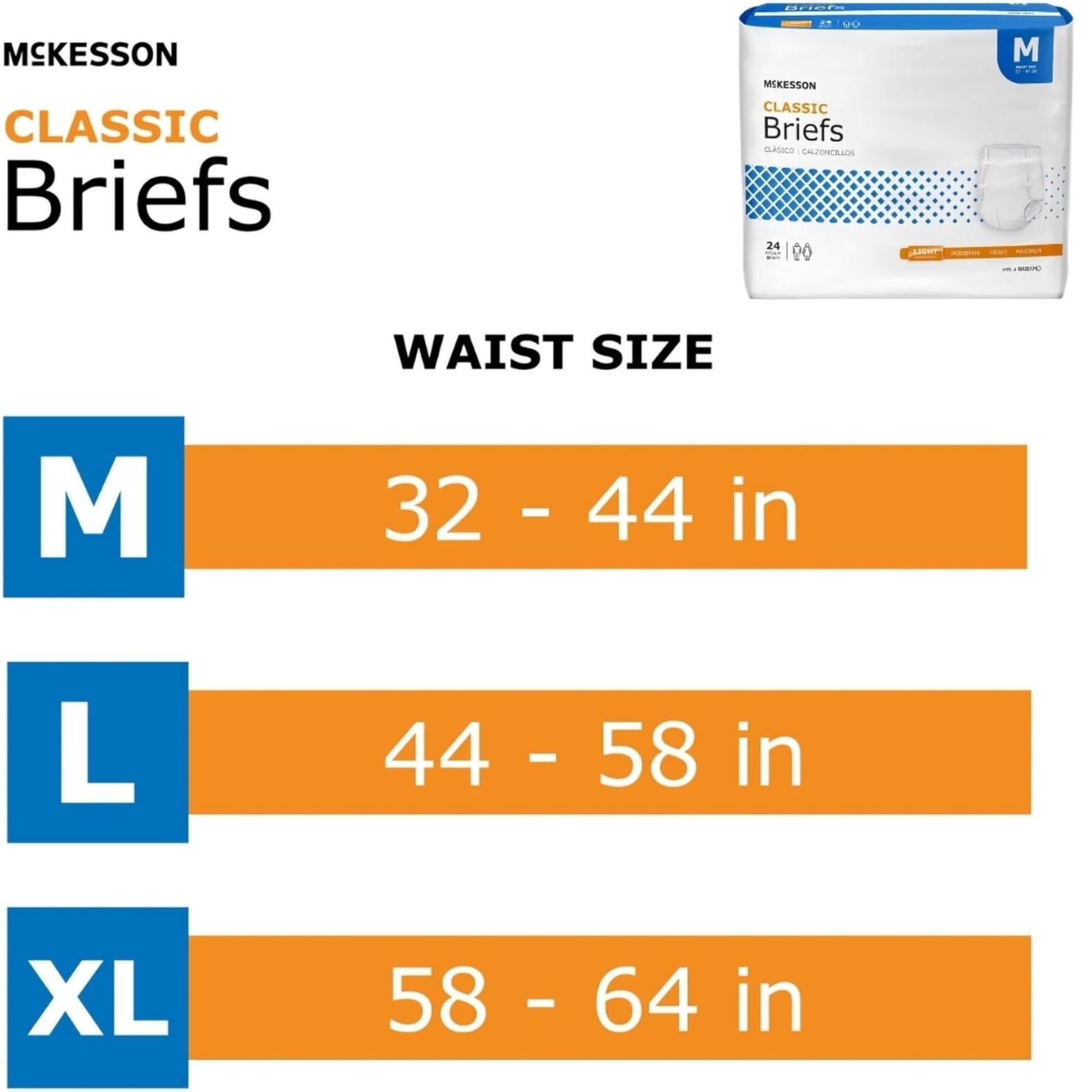 McKesson Classic Adult Diapers with Tabs, Light