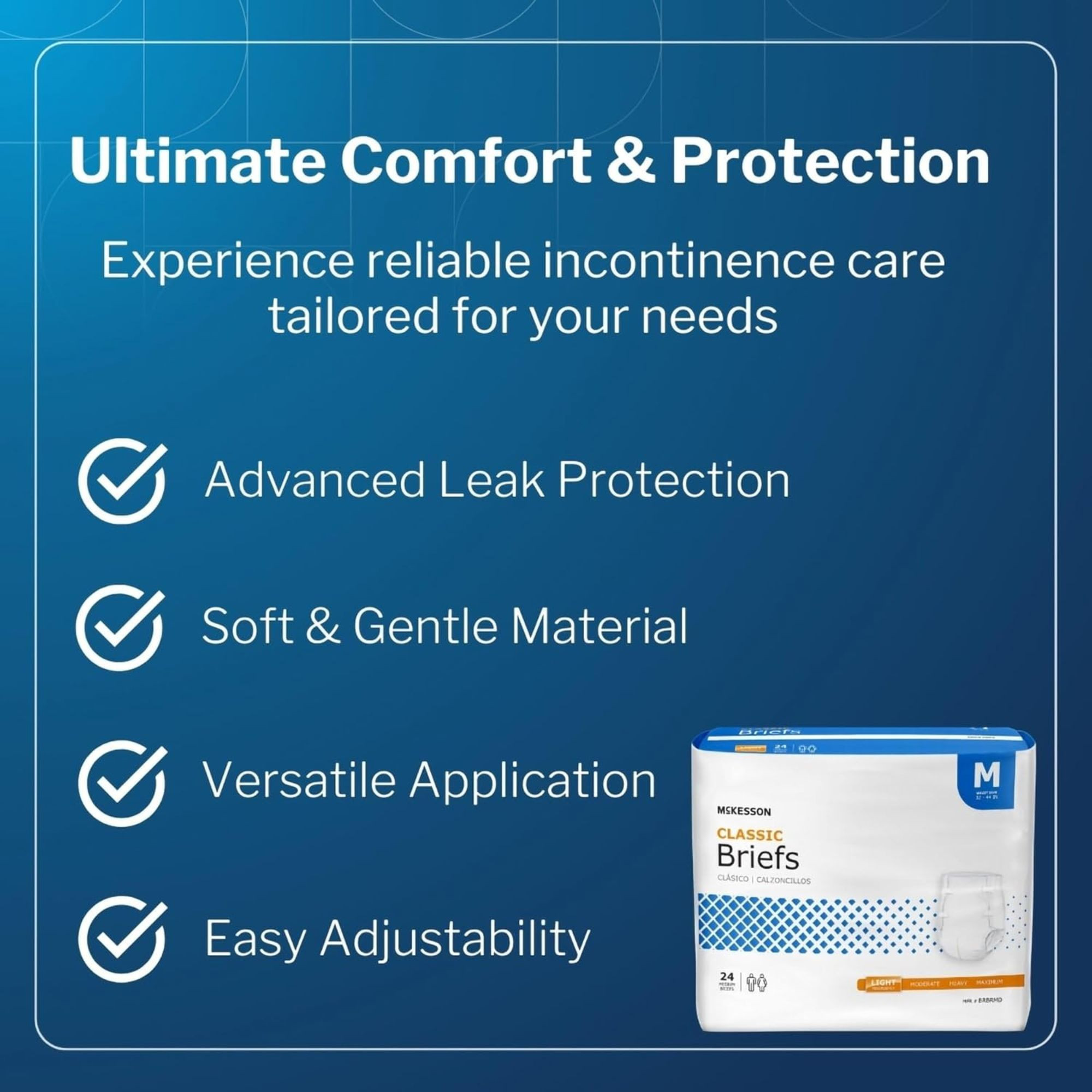 McKesson Classic Adult Diapers with Tabs, Light