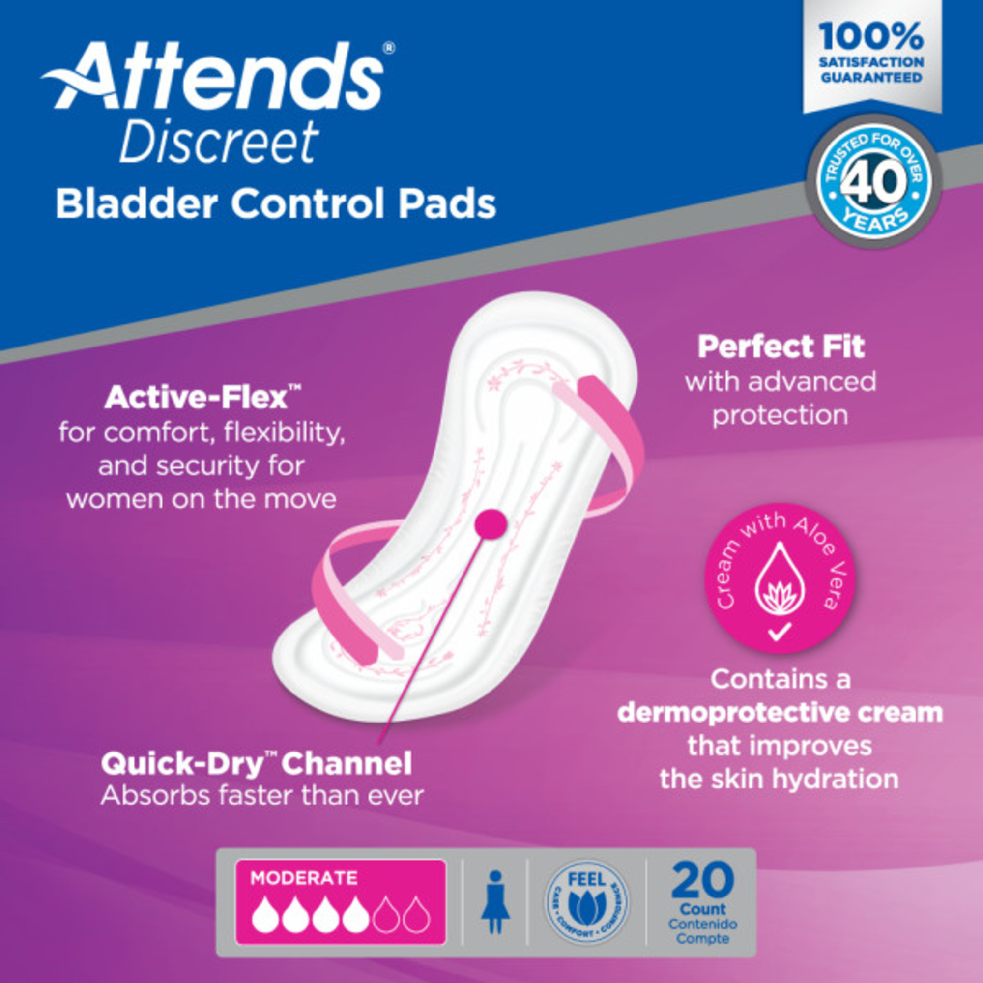 Attends Discreet Pads, Moderate