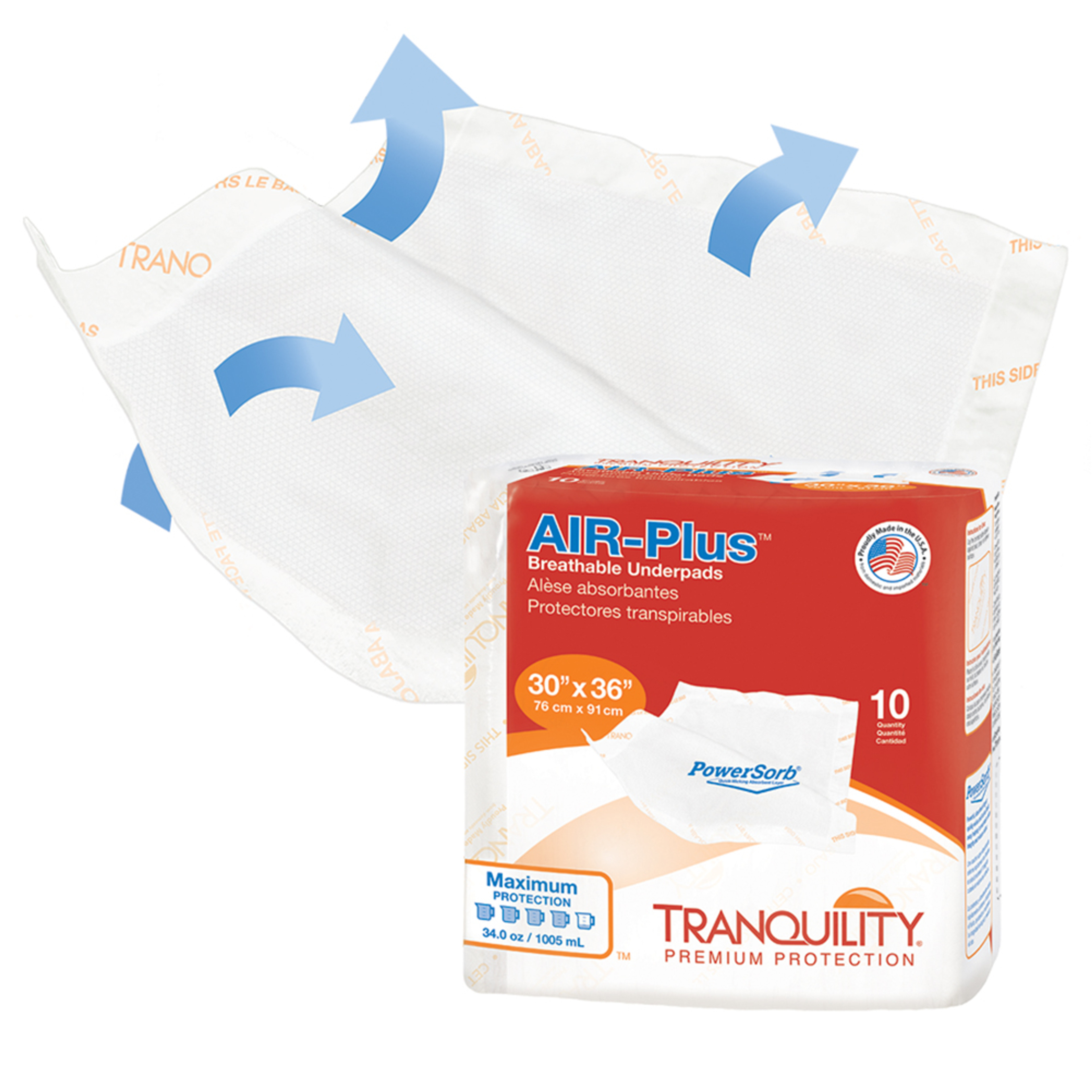 Tranquility AIR-Plus Breathable Incontinence Underpads, Maximum Absorbency