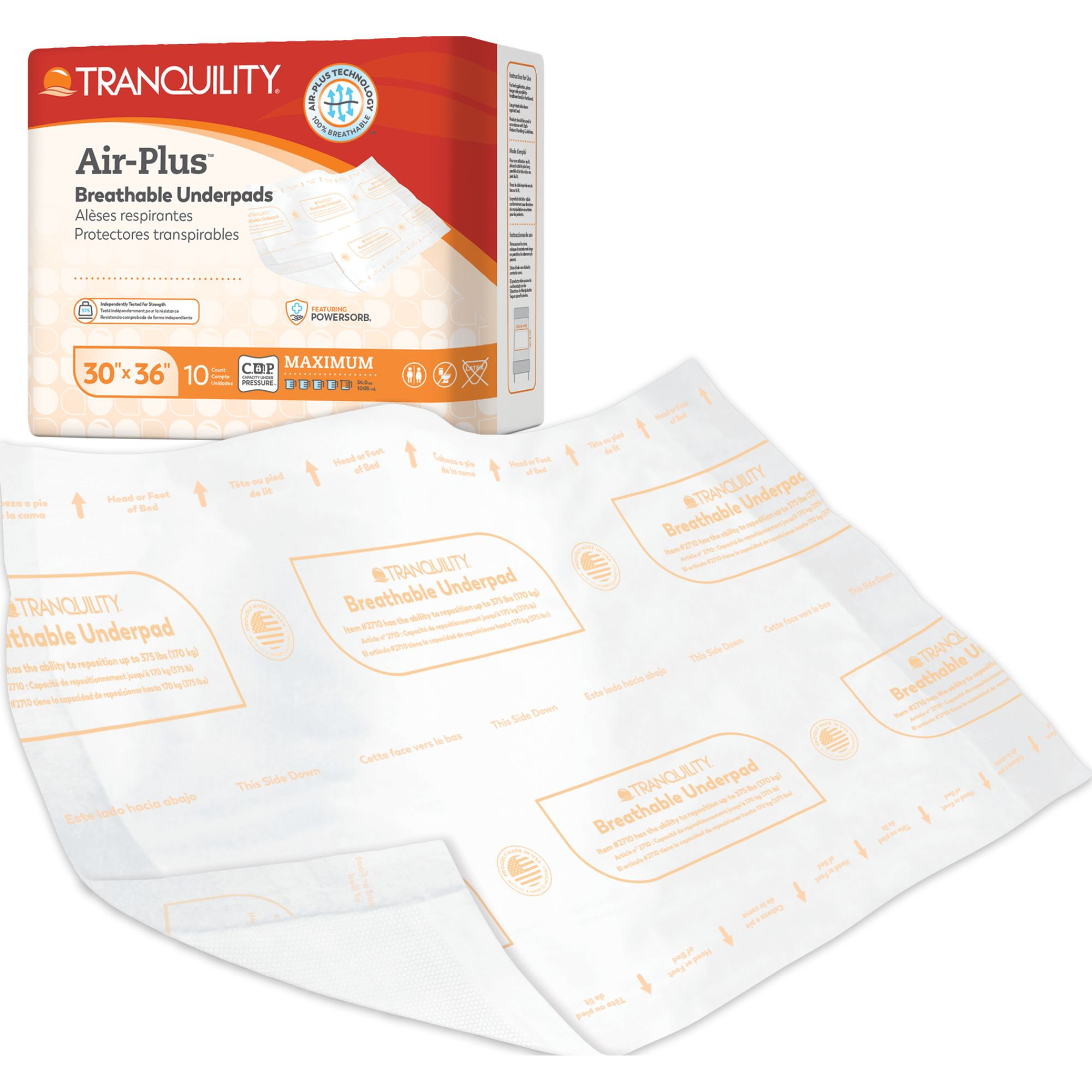 Tranquility AIR-Plus Breathable Incontinence Underpads, Maximum Absorbency
