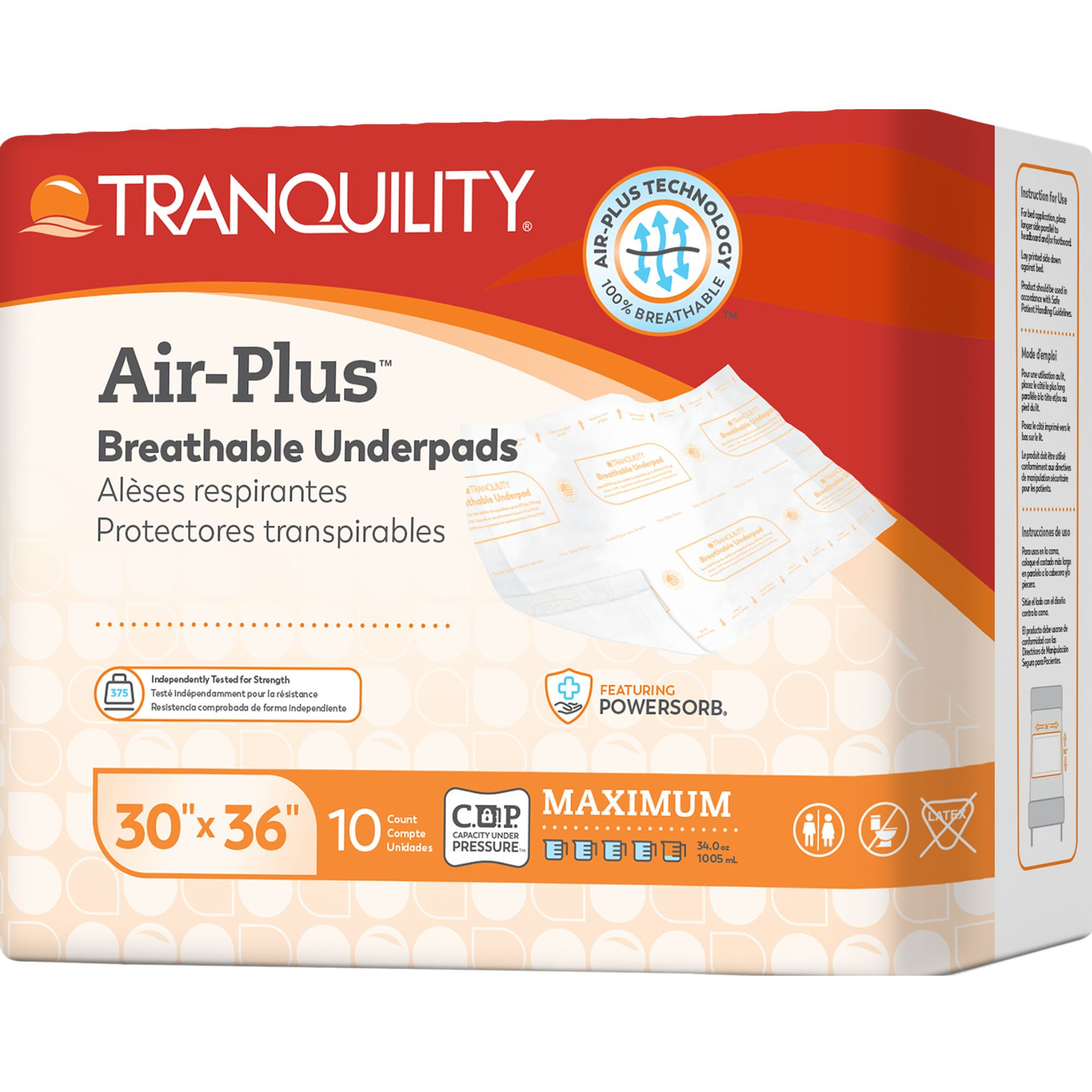 Tranquility AIR-Plus Breathable Incontinence Underpads, Maximum Absorbency