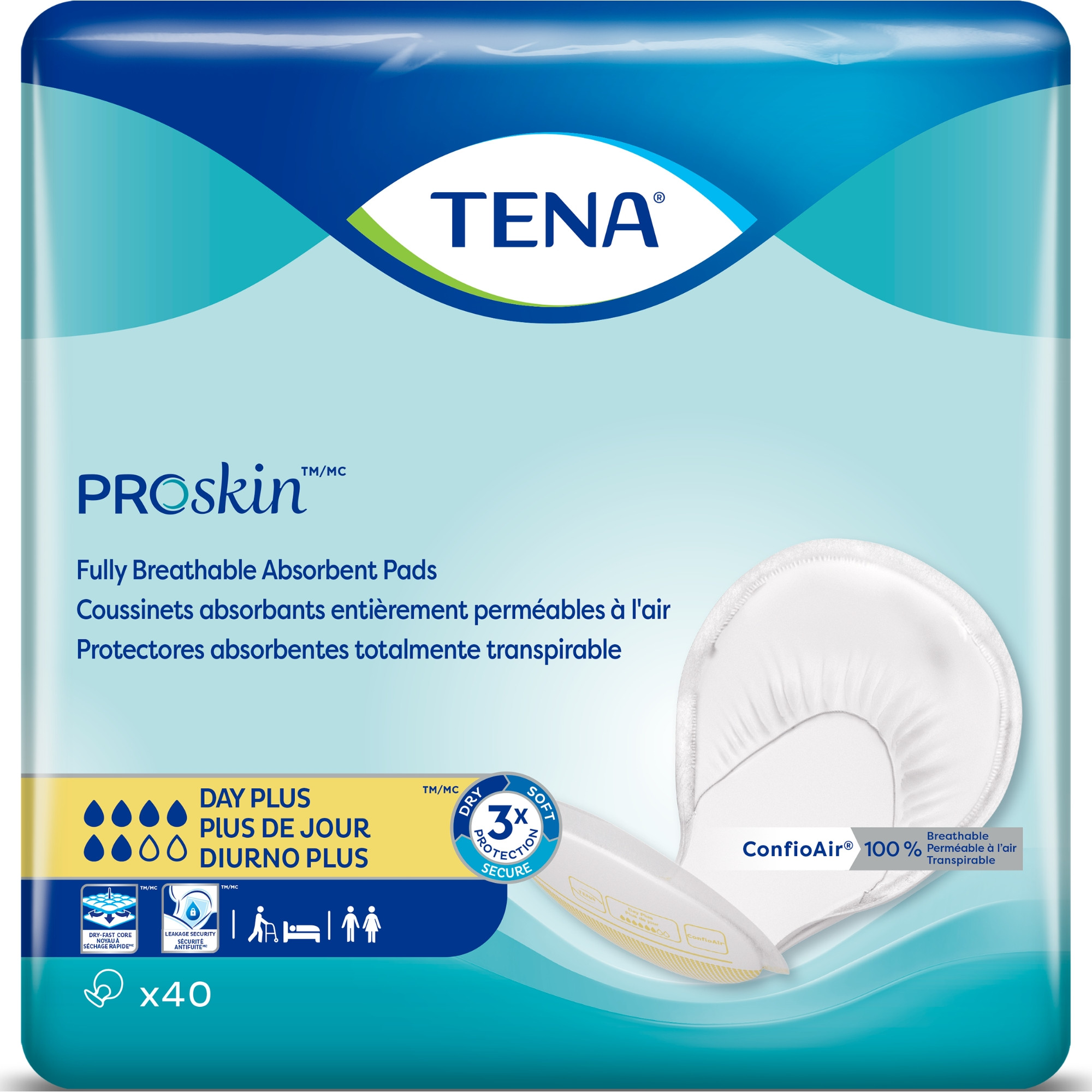 TENA ProSkin Day Plus Unisex Absorbent Pads, Heavy Absorbency