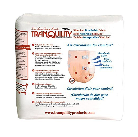 Tranquility SlimLine Breathable Disposable Adult Diapers with Tabs, Heavy