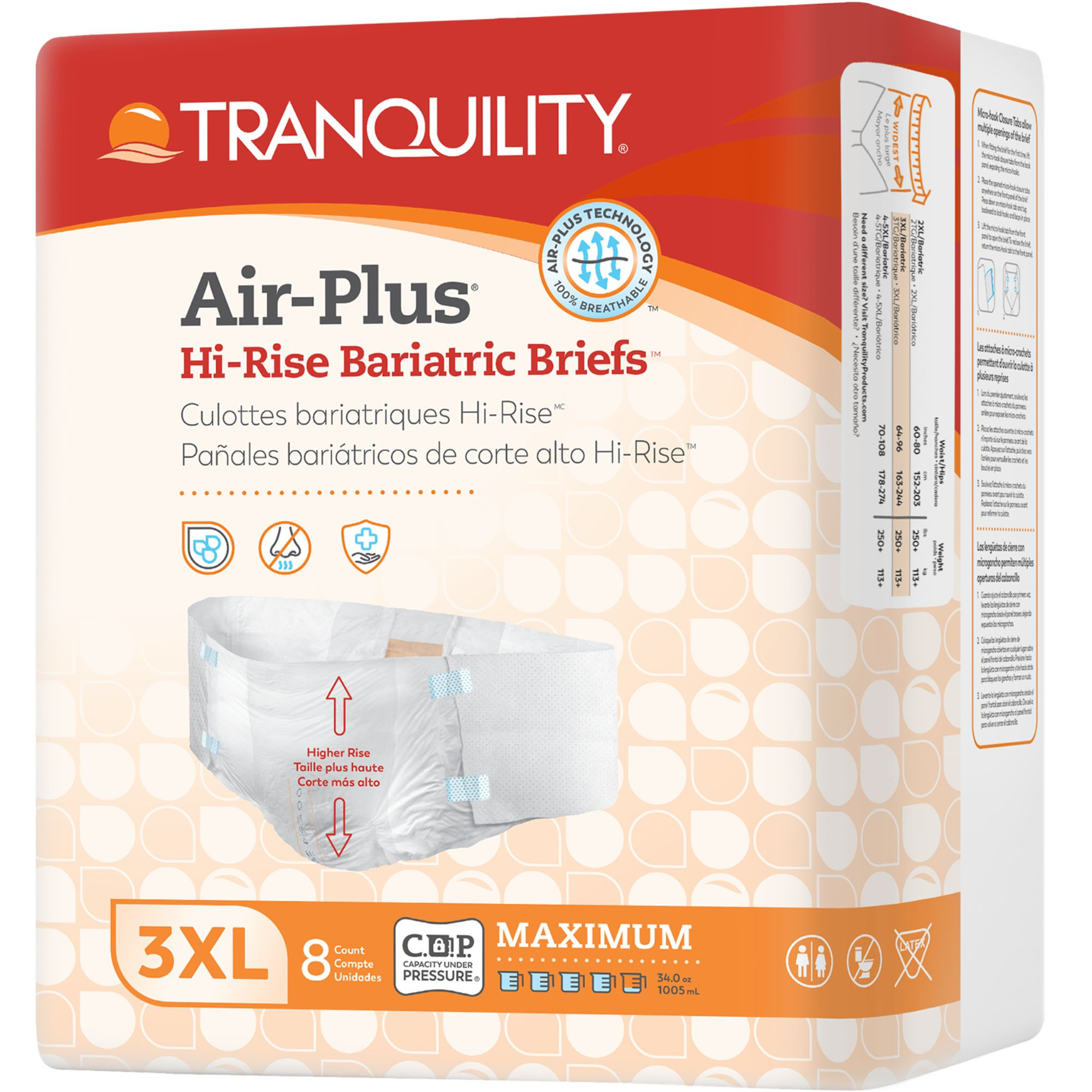 Tranquility Hi-Rise Bariatric Disposable Adult Diapers with Tabs, Maximum