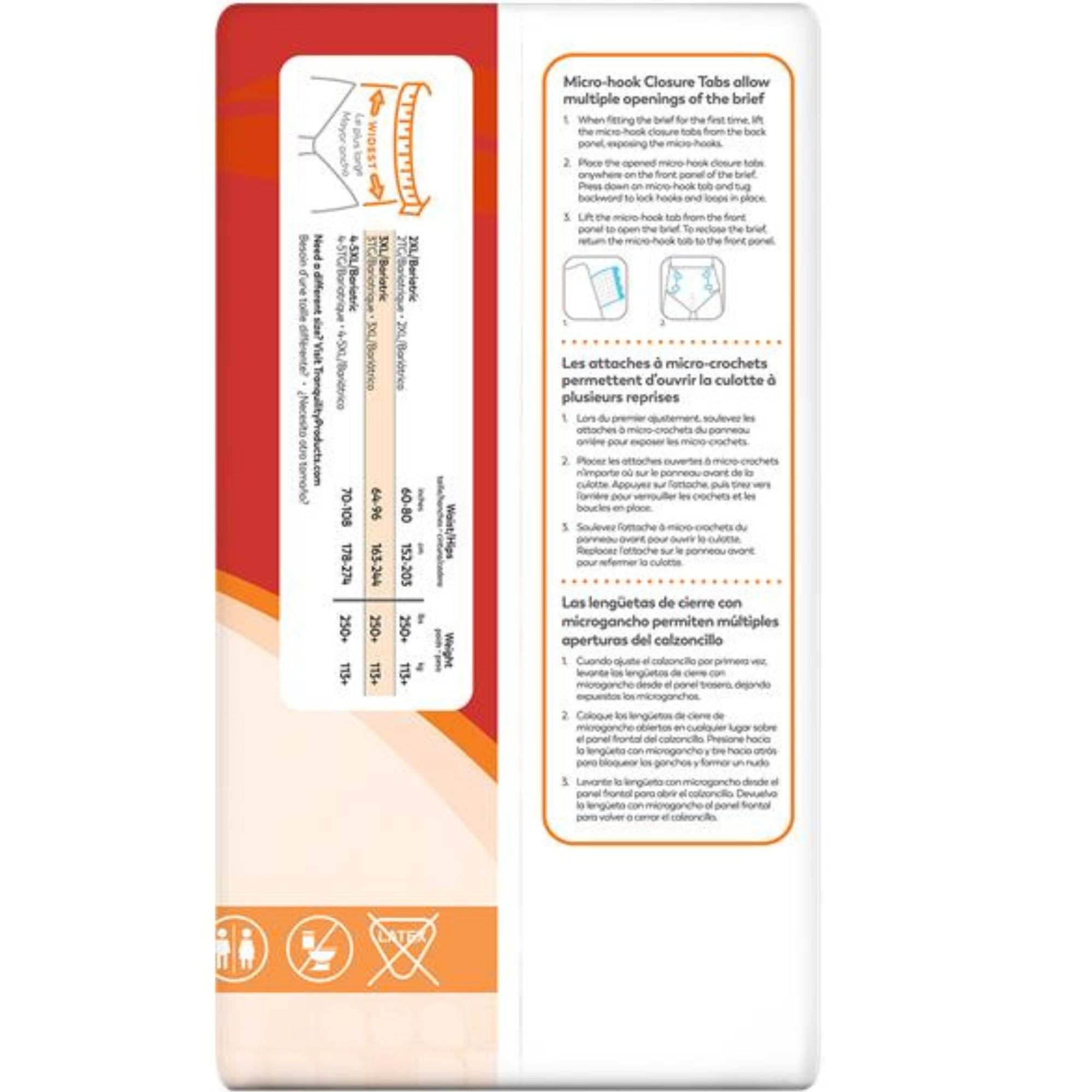 Tranquility Hi-Rise Bariatric Disposable Adult Briefs with Tabs, Maximum Absorbency