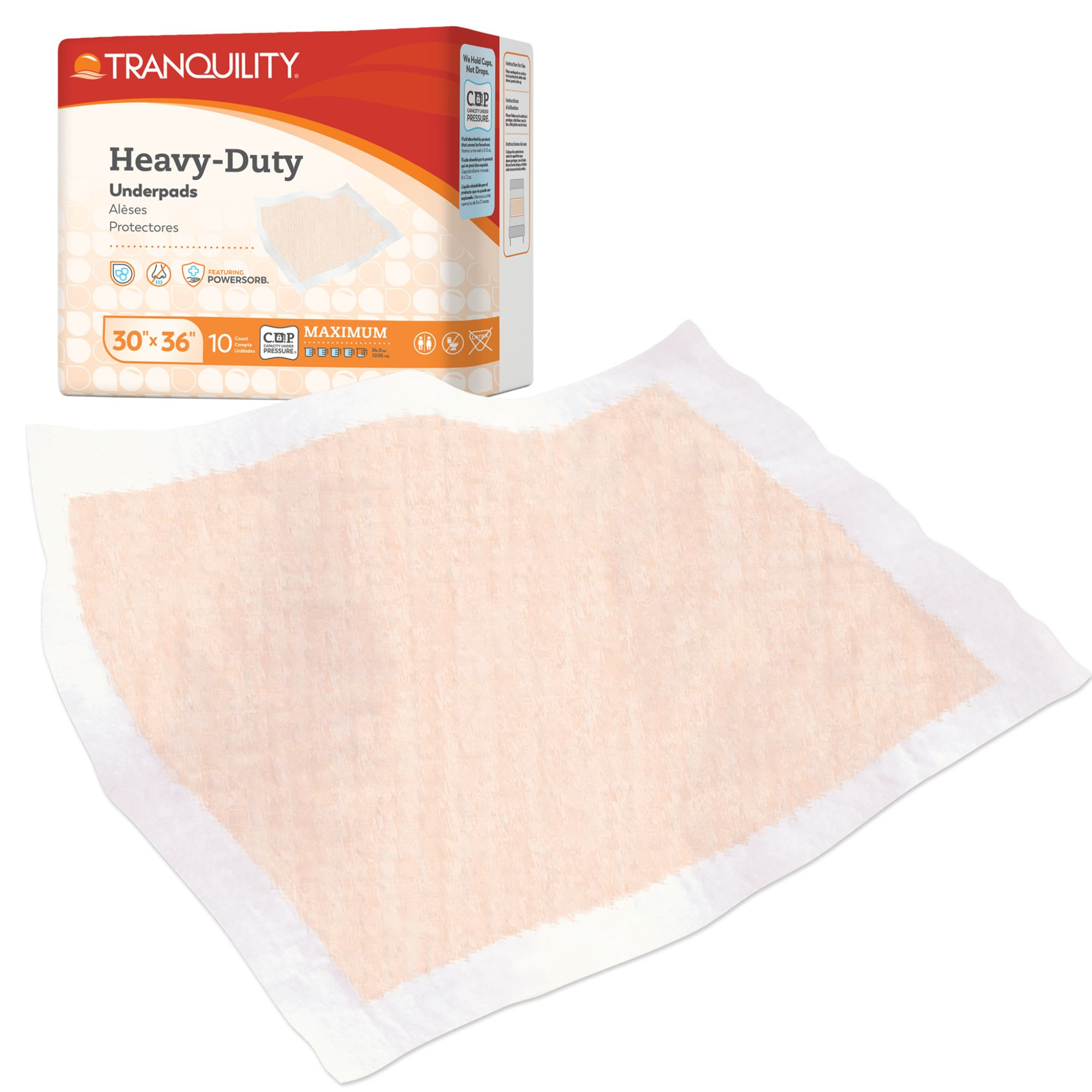 Tranquility Heavy-Duty Disposable Incontinence Underpads, Maximum Absorbency