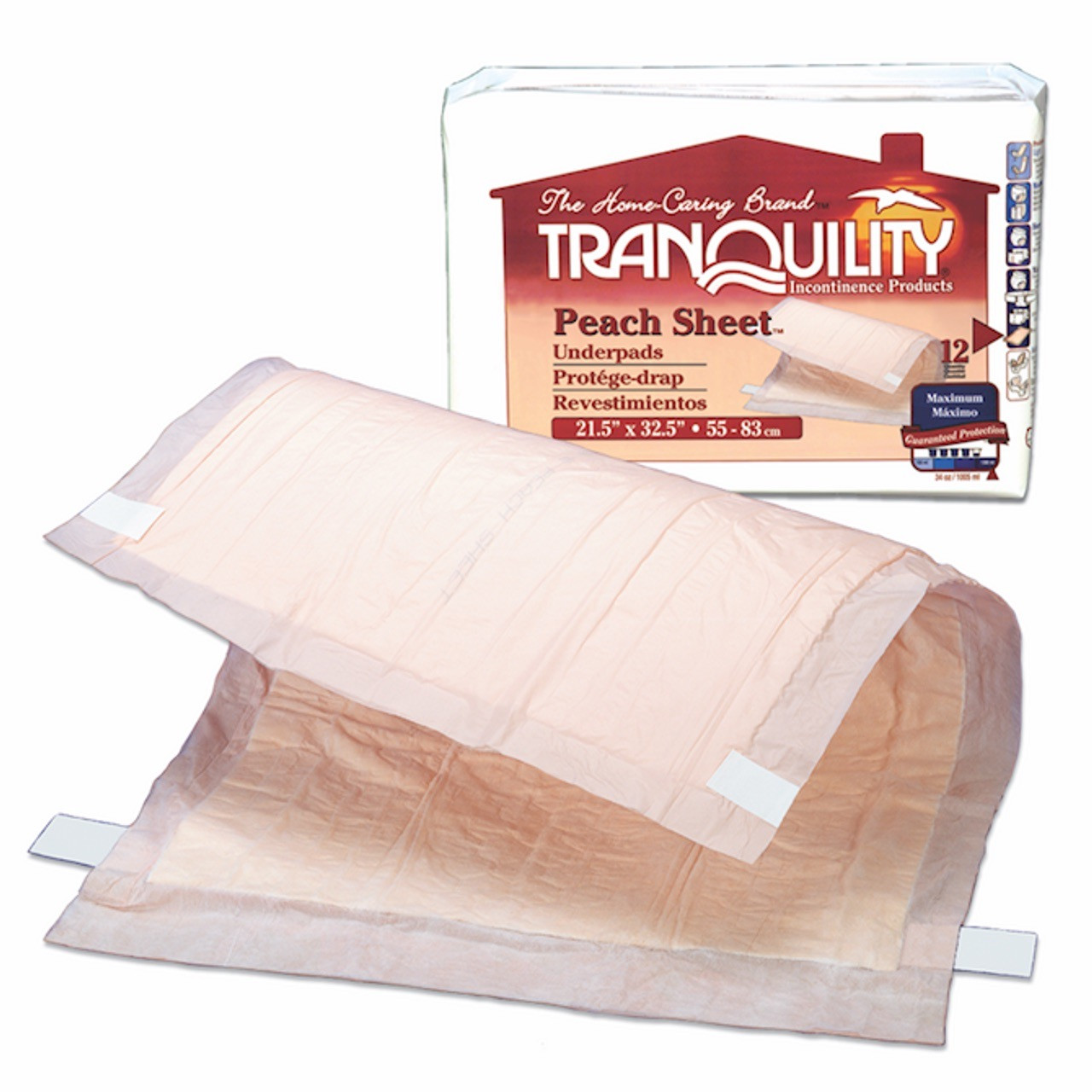 Tranquility Peach Sheet Underpads, Maximum