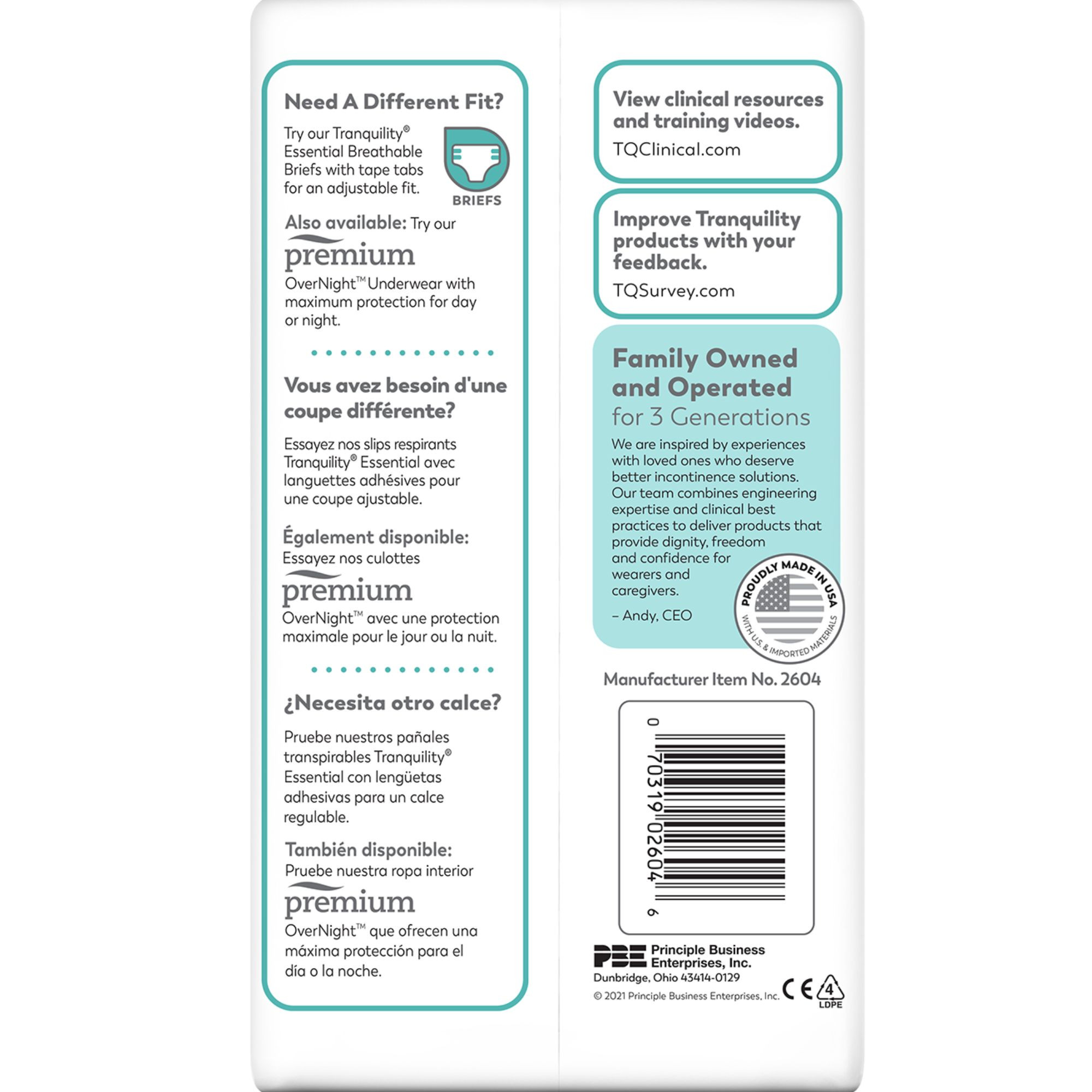 Tranquility Essential Disposable Adult Underwear, Heavy Absorbency