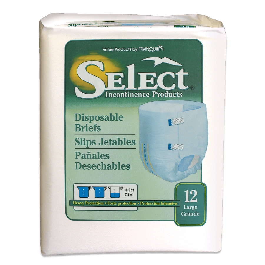 Select Disposable Adult Diapers with Tabs, Heavy