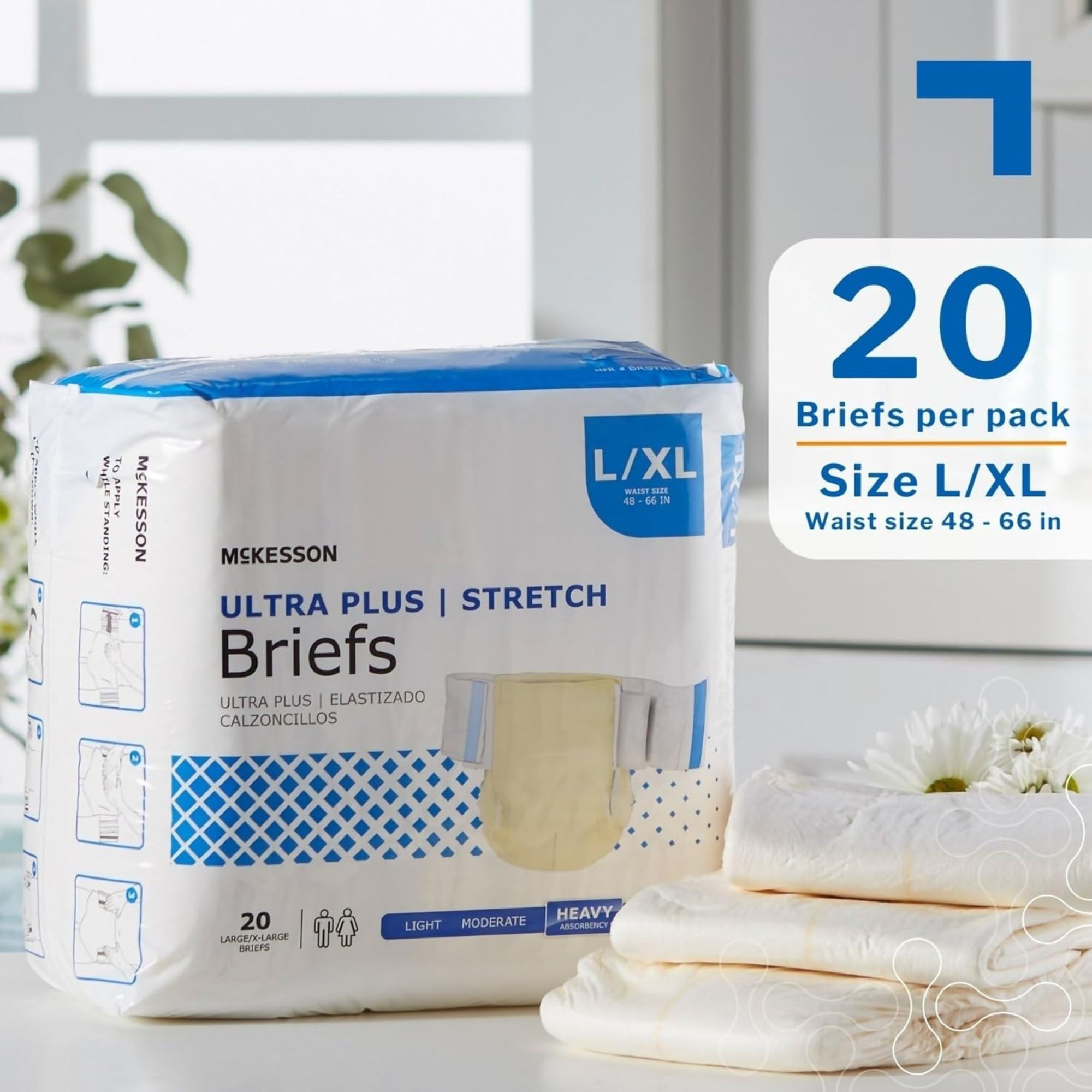 McKesson Ultra Plus Stretch Adult Briefs with Tabs, Heavy