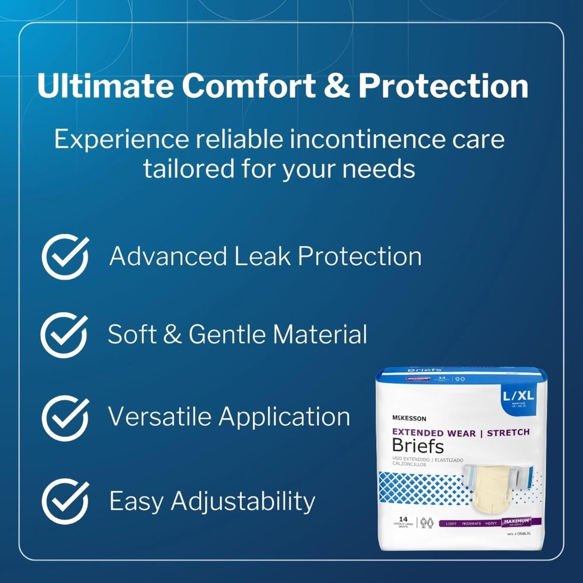 McKesson Extended Wear Stretch Adult Diapers with Tabs, Maximum