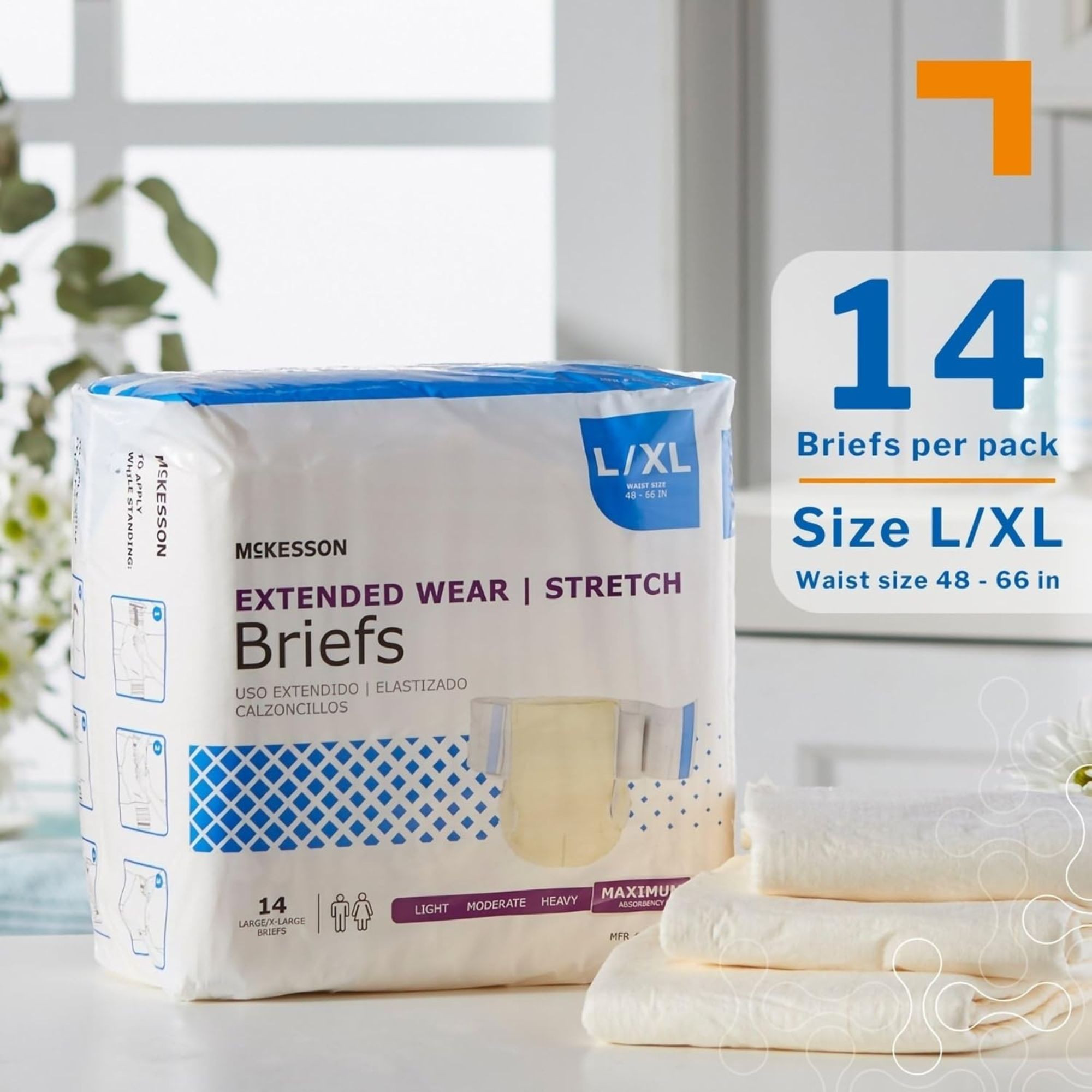 McKesson Extended Wear Stretch Adult Diapers with Tabs, Maximum