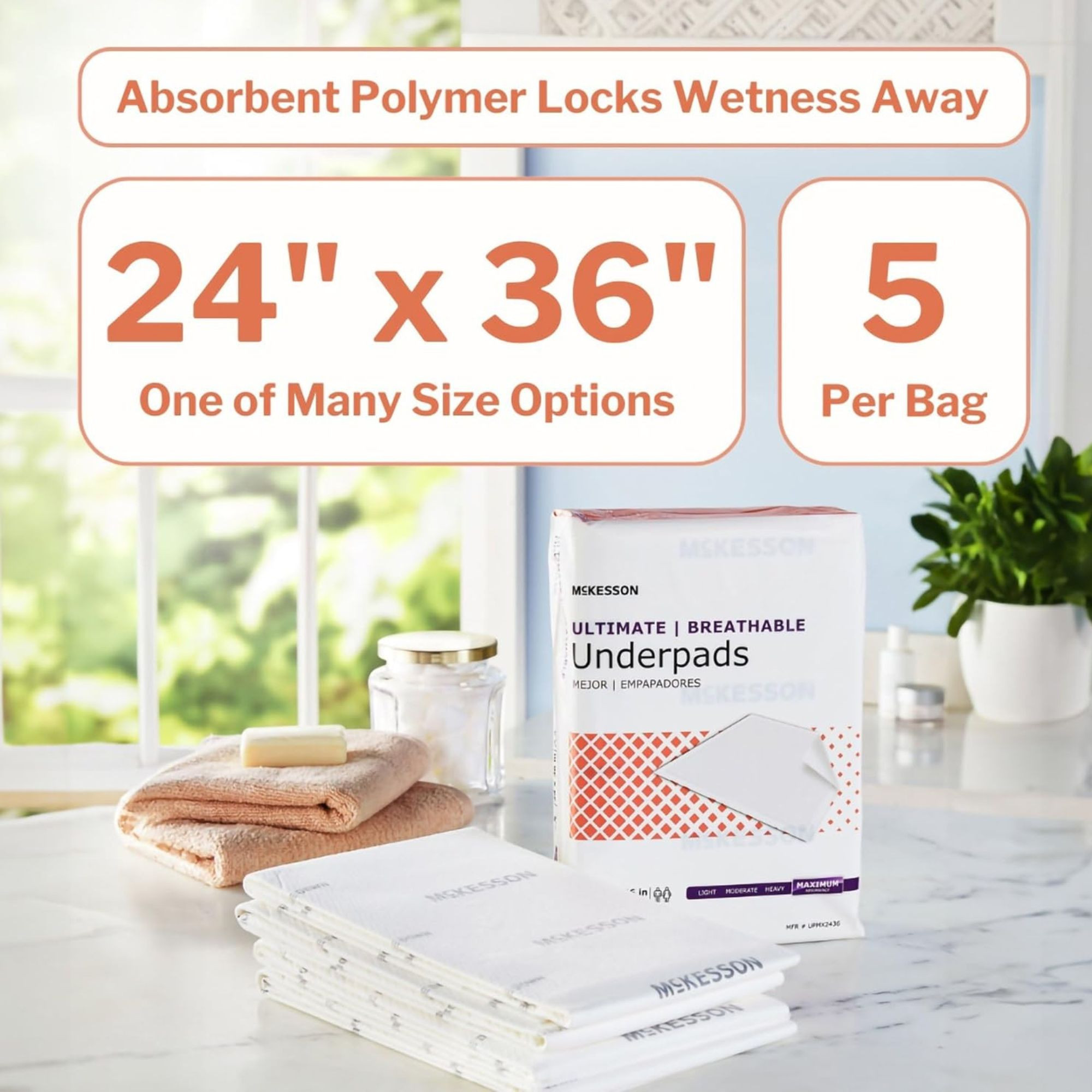 McKesson Breathable Underpads, Maximum