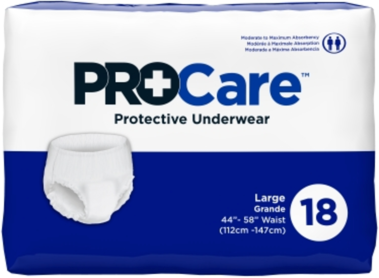 ProCare Protective Pull-Up Underwear, CRU-513-BG18, Large (44-58"), Pack of 18