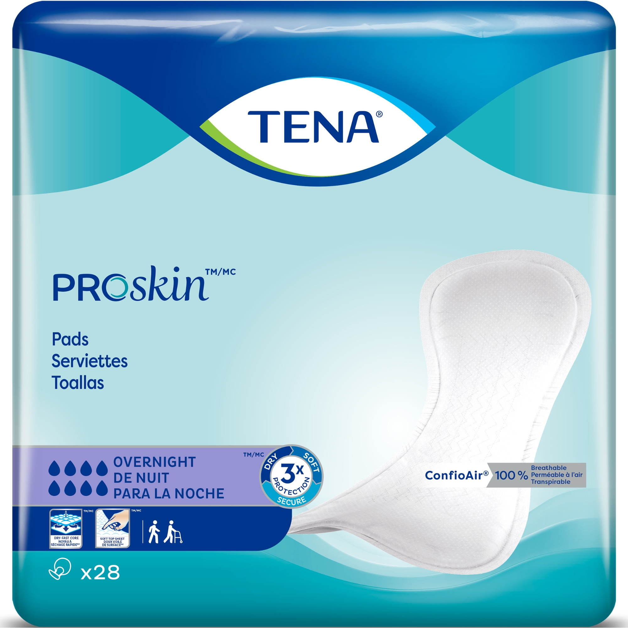 TENA ProSkin Overnight Bladder Leakage Pad for Women, Heavy Absorbency