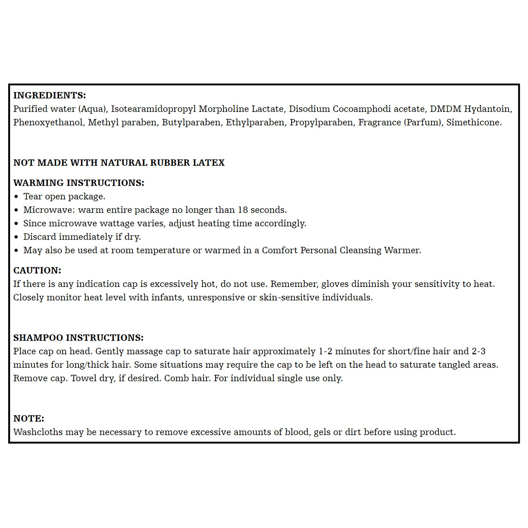 Comfort Bath Shampoo Cap