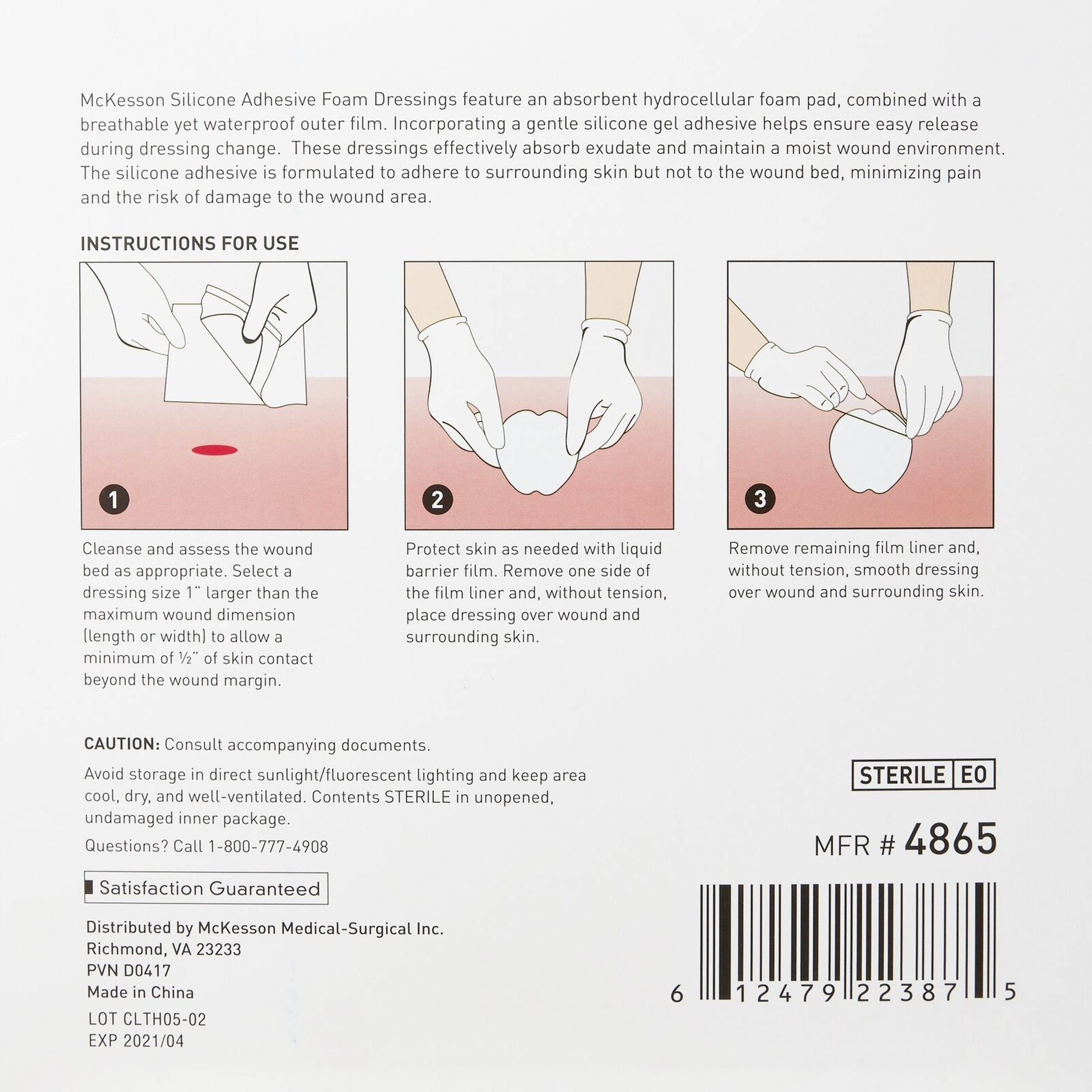 McKesson Sacral Silicone Foam Dressing, Sterile
