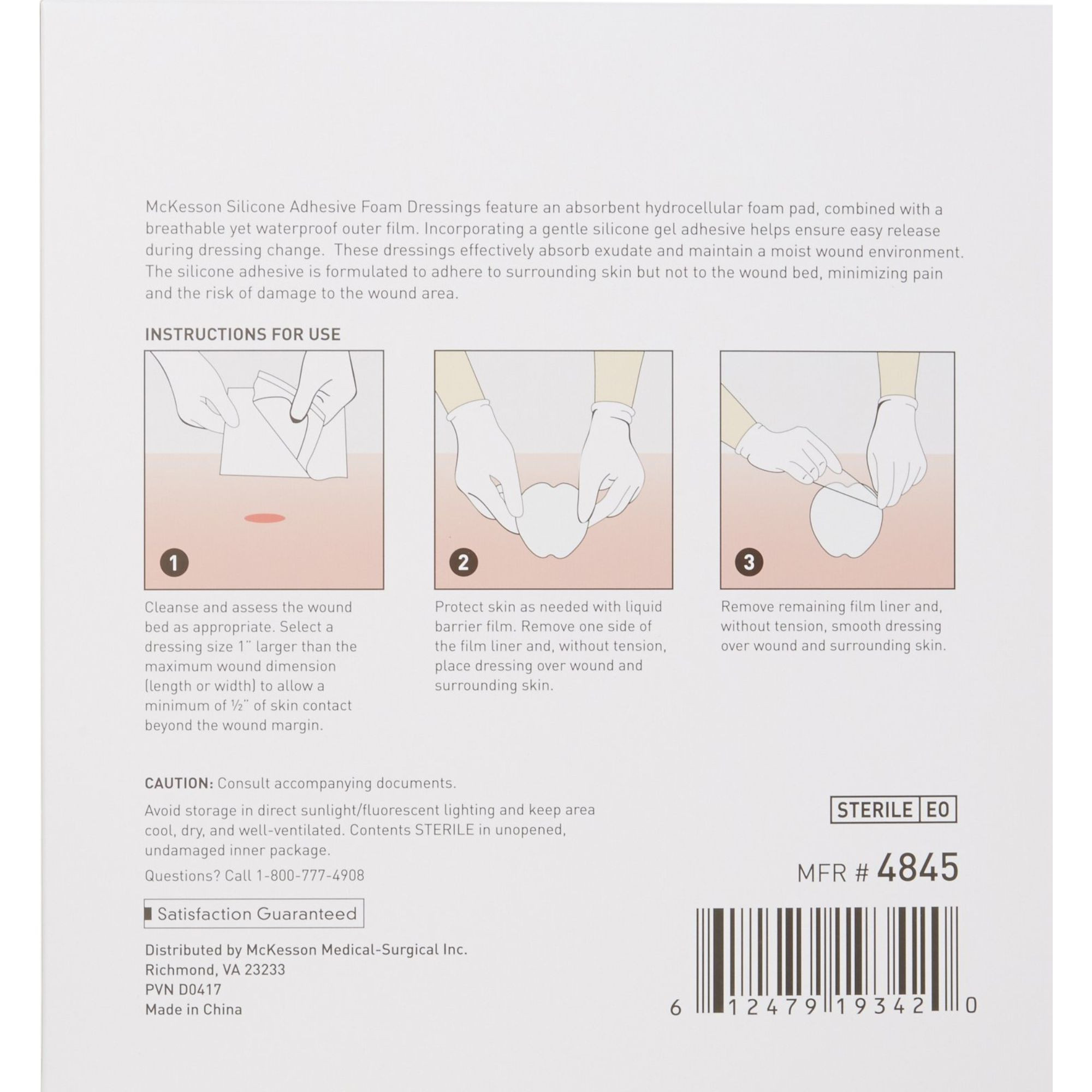 McKesson Sacral Silicone Foam Dressing, Sterile