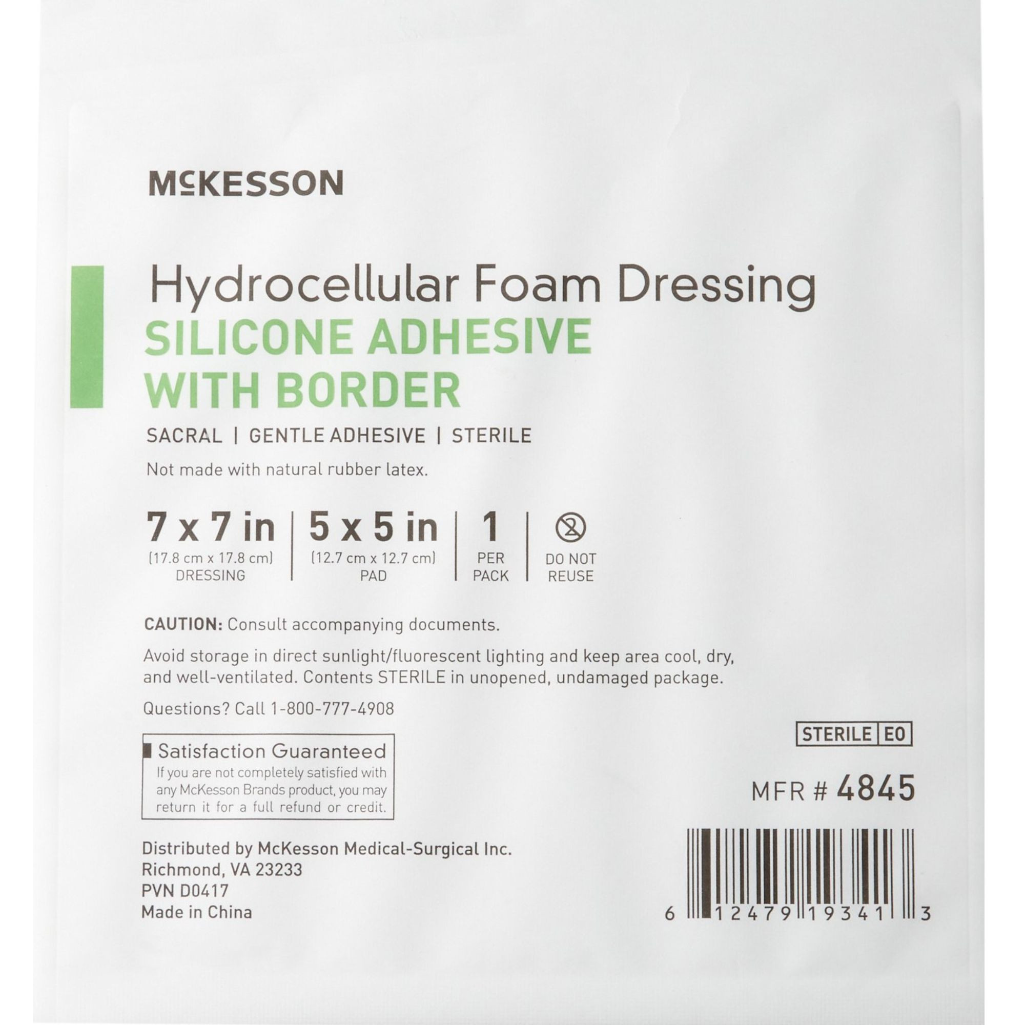 McKesson Sacral Silicone Foam Dressing, Sterile