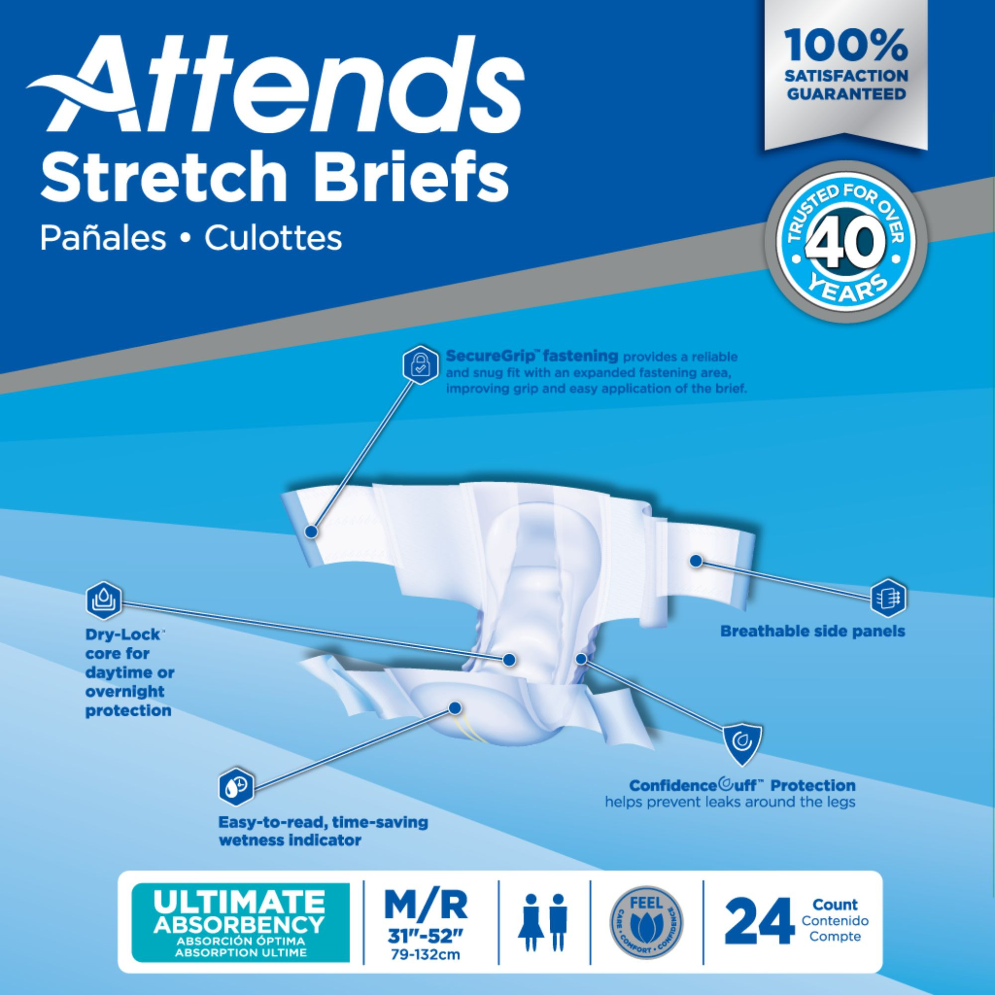 Attends Stretch Adult Diaper with Tabs
