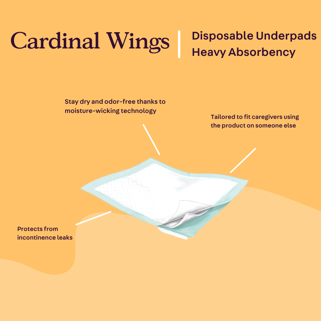 Cardinal Wings Disposable Underpads, Heavy Absorbency,