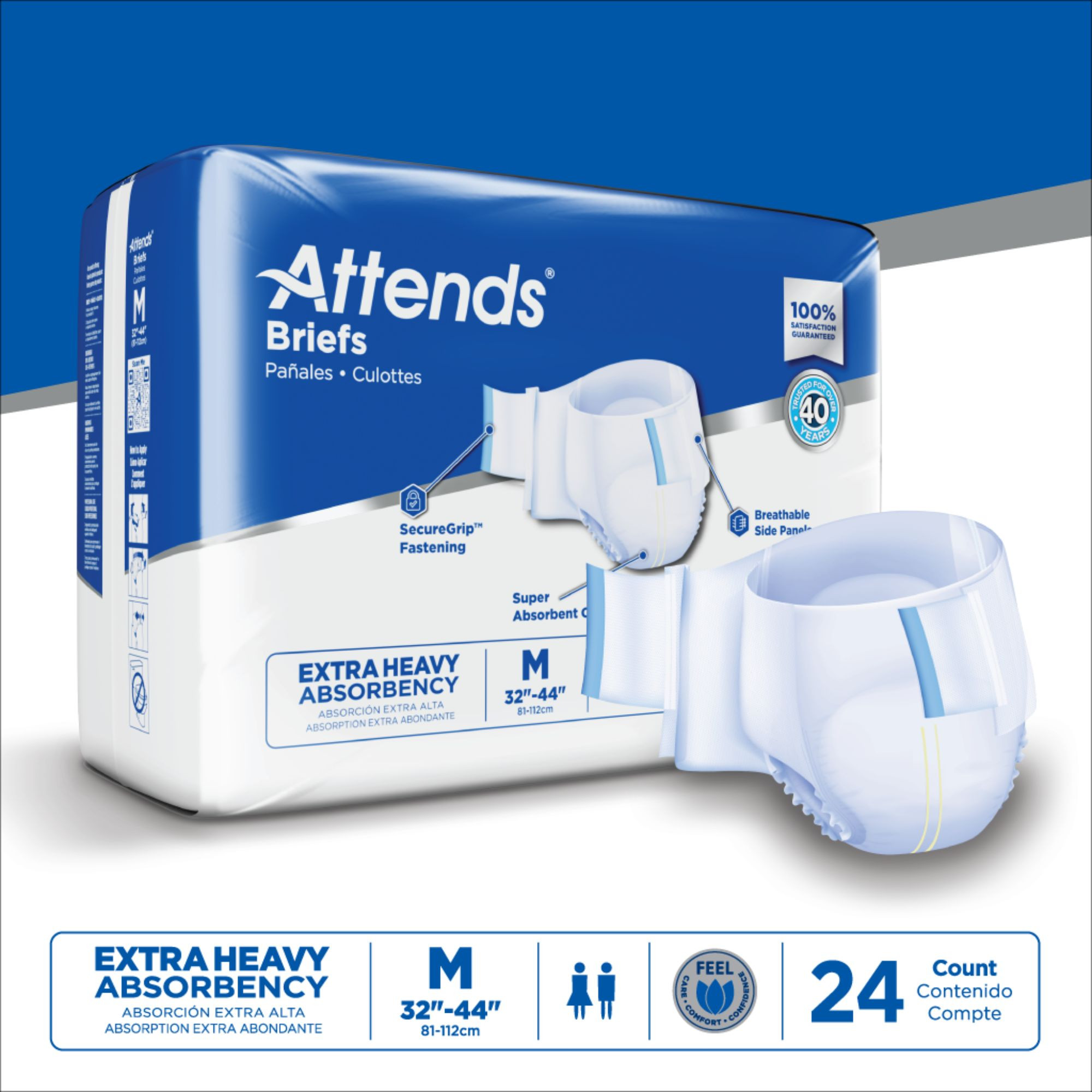 Attends Adult Brief with Tabs, Extra Heavy Absorbency