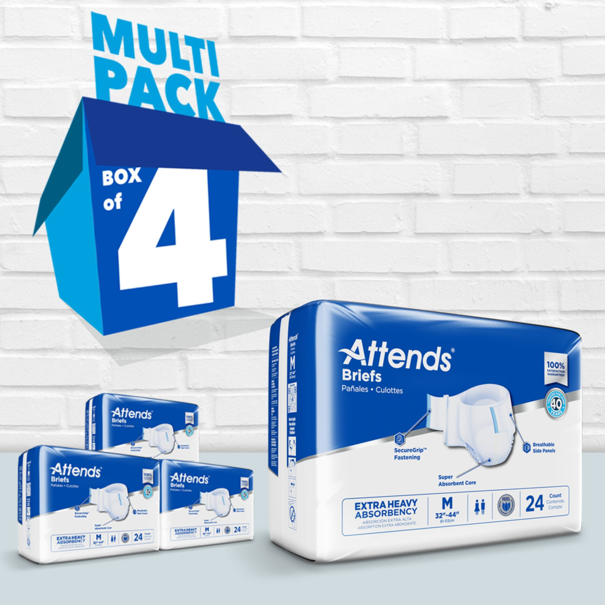 Attends Adult Brief with Tabs, Extra Heavy Absorbency