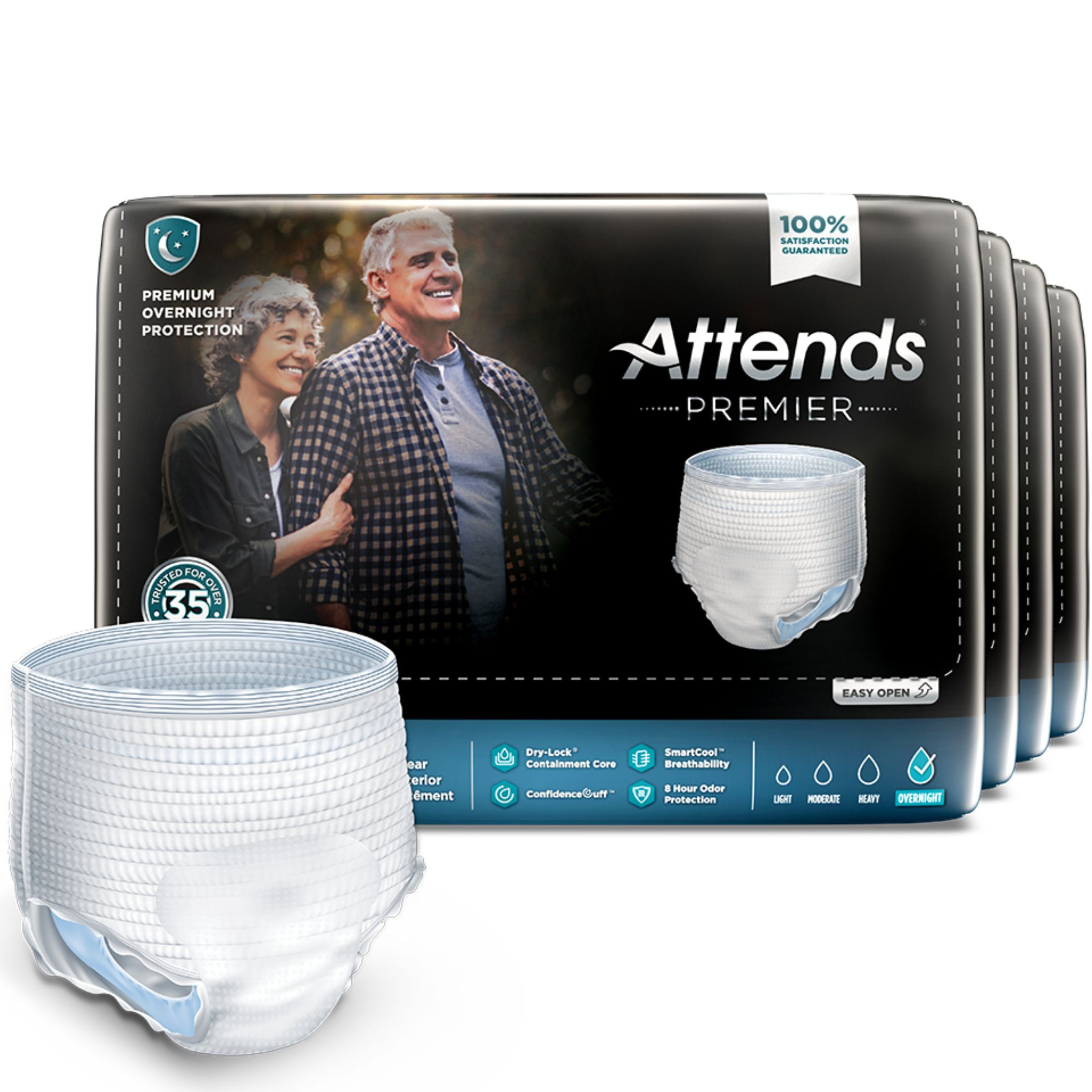 Attends Premier Adult Incontinence Pull-Up Underwear, Overnight Absorbency