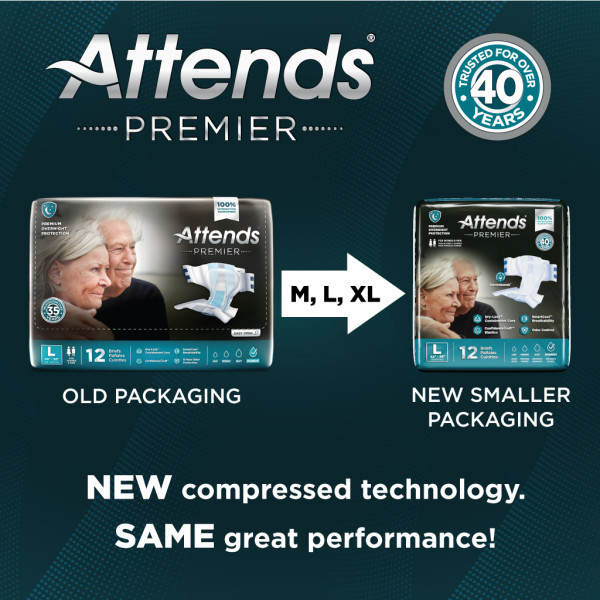 Attends Adult Diapers with Tabs, Premier Overnight