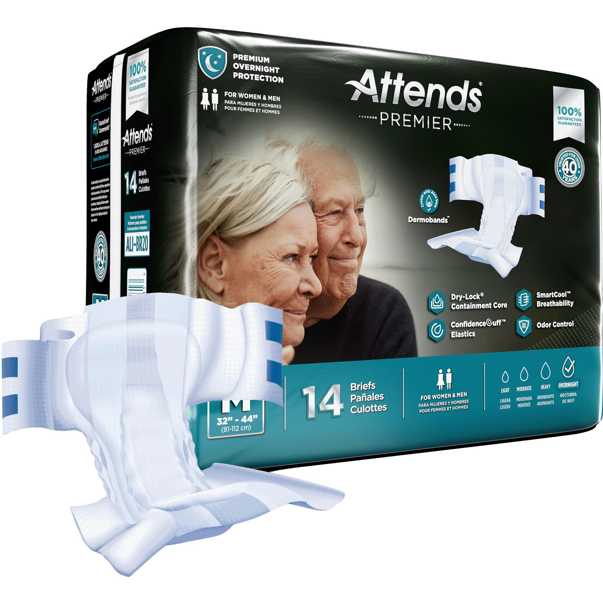 Attends Adult Diapers with Tabs, Premier Overnight