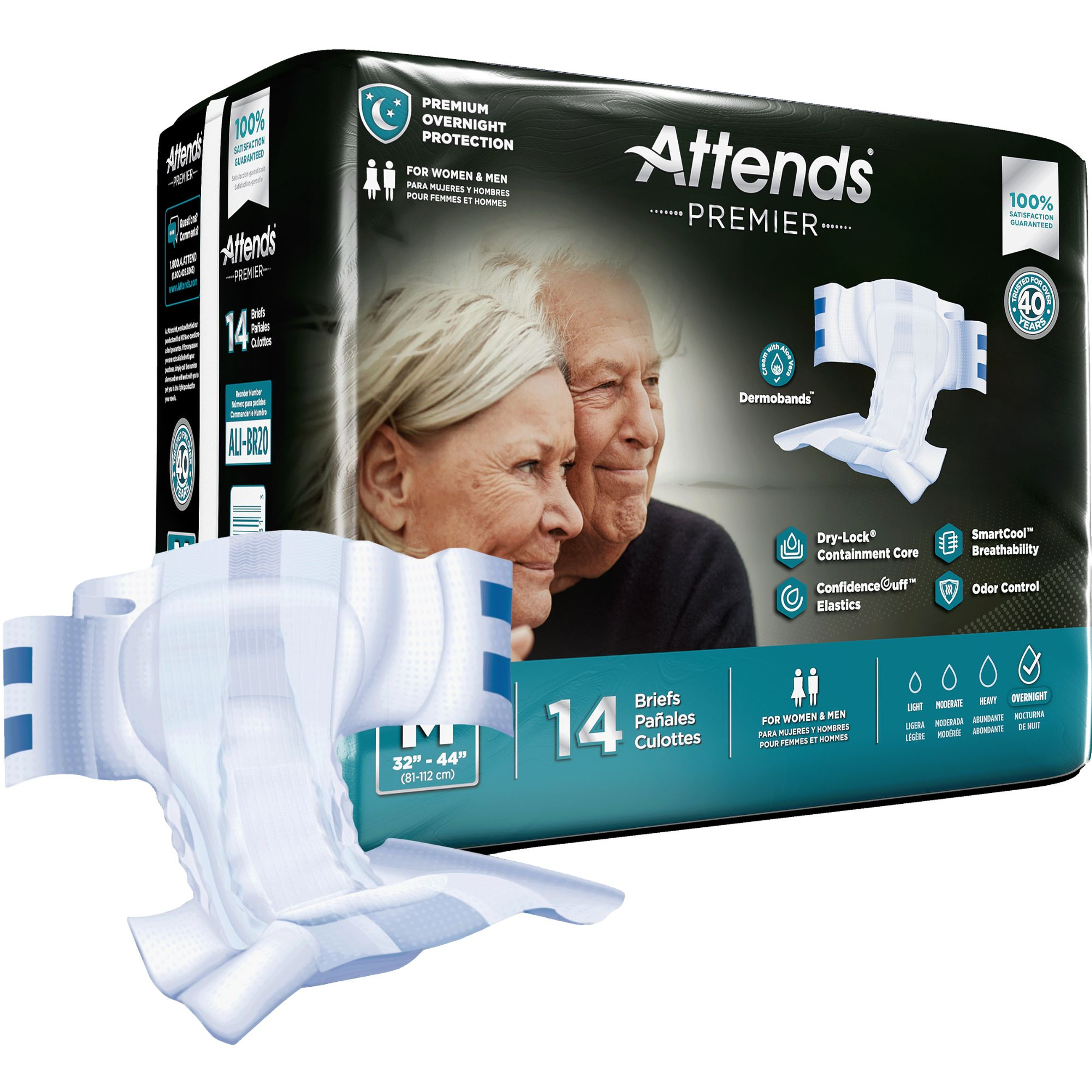 Attends Adult Diapers with Tabs, Premier Overnight
