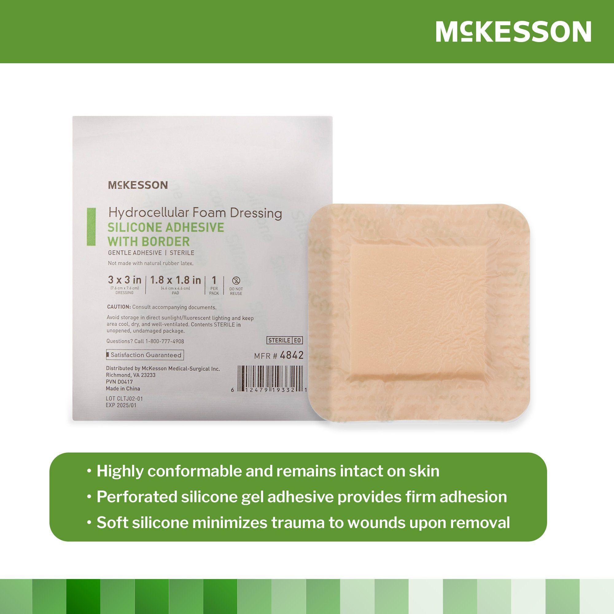 McKesson Square Silicone Foam Dressing