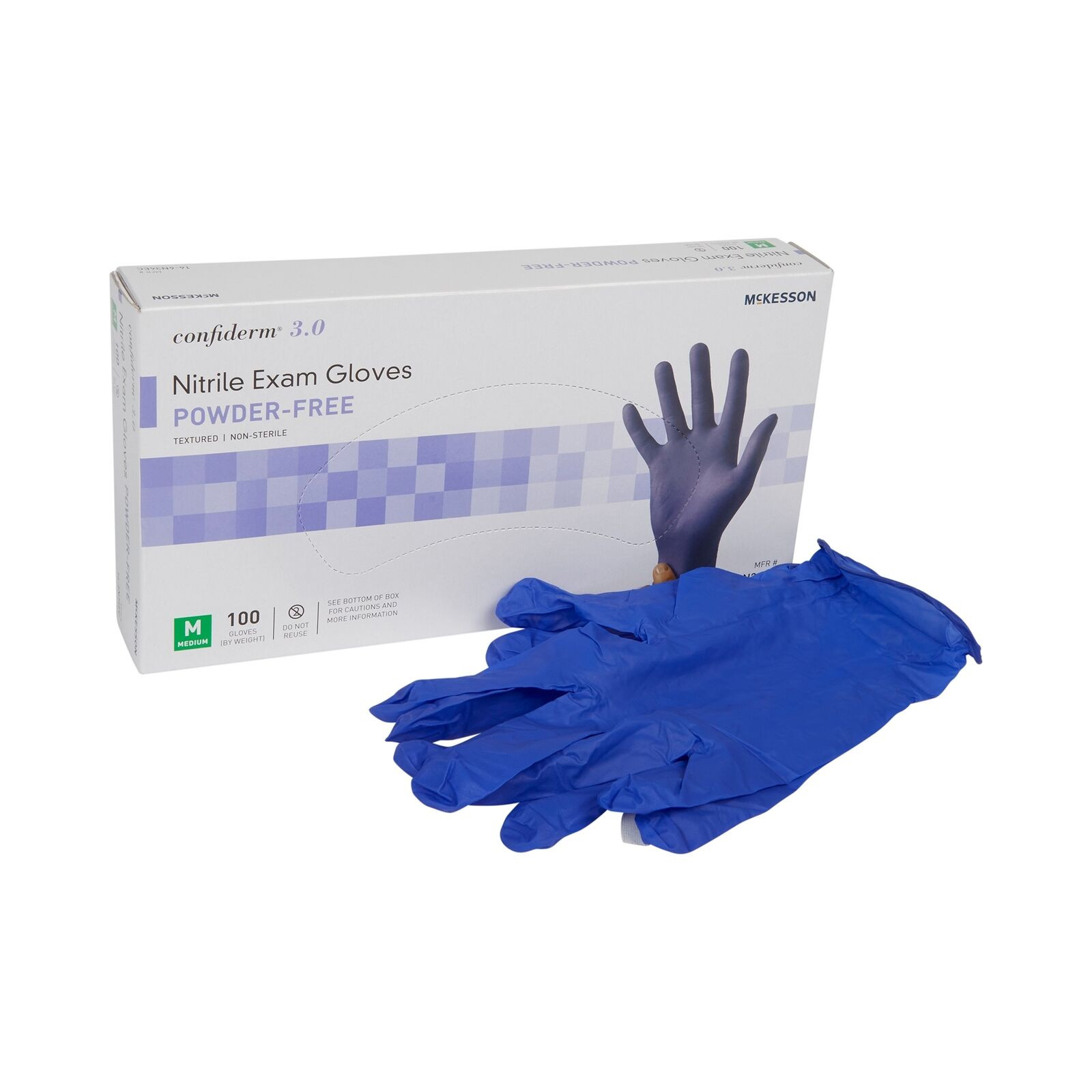 McKesson Confiderm 3.0 Powder-Free Nitrile Gloves, Blue