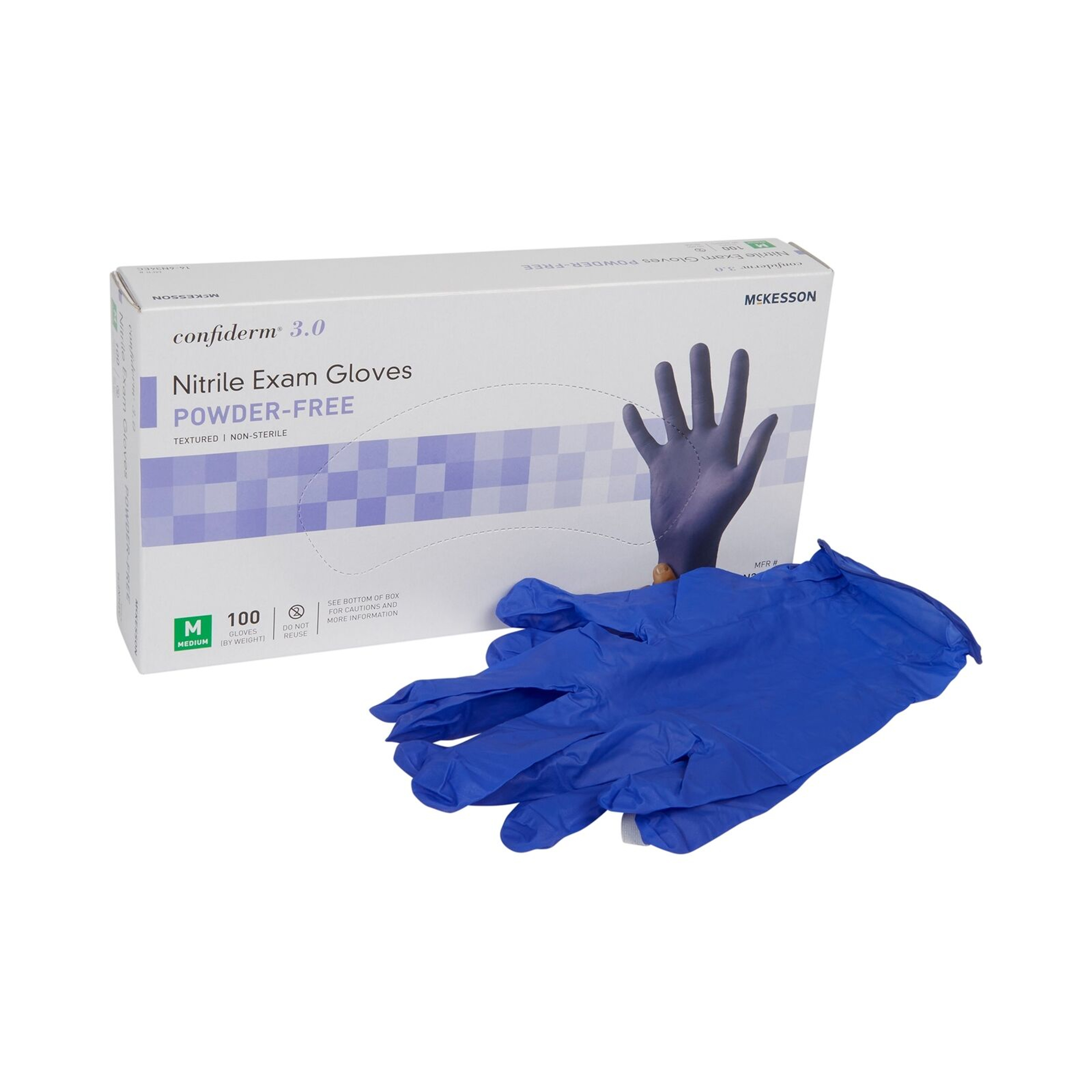 McKesson Confiderm 3.0 Powder-Free Nitrile Gloves, Blue